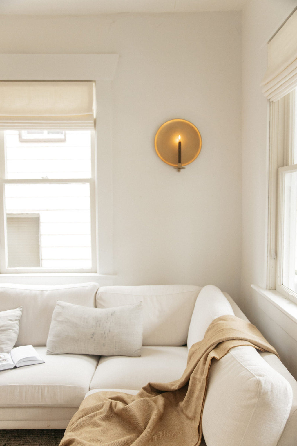 June Round Brass Candle Sconce