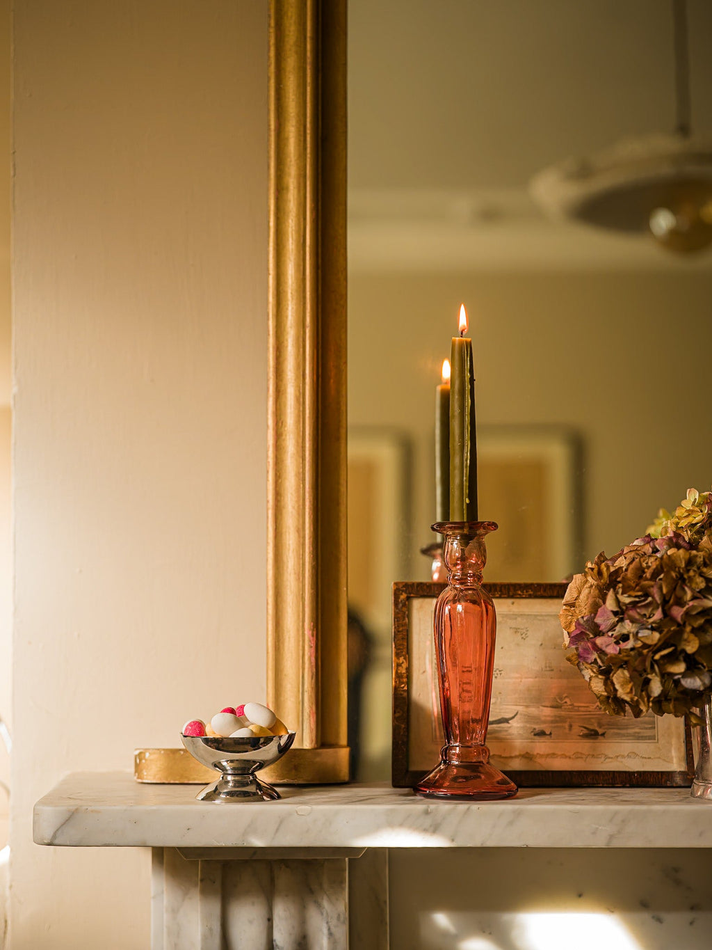 June Fluted Glass Candle Holder - Rose