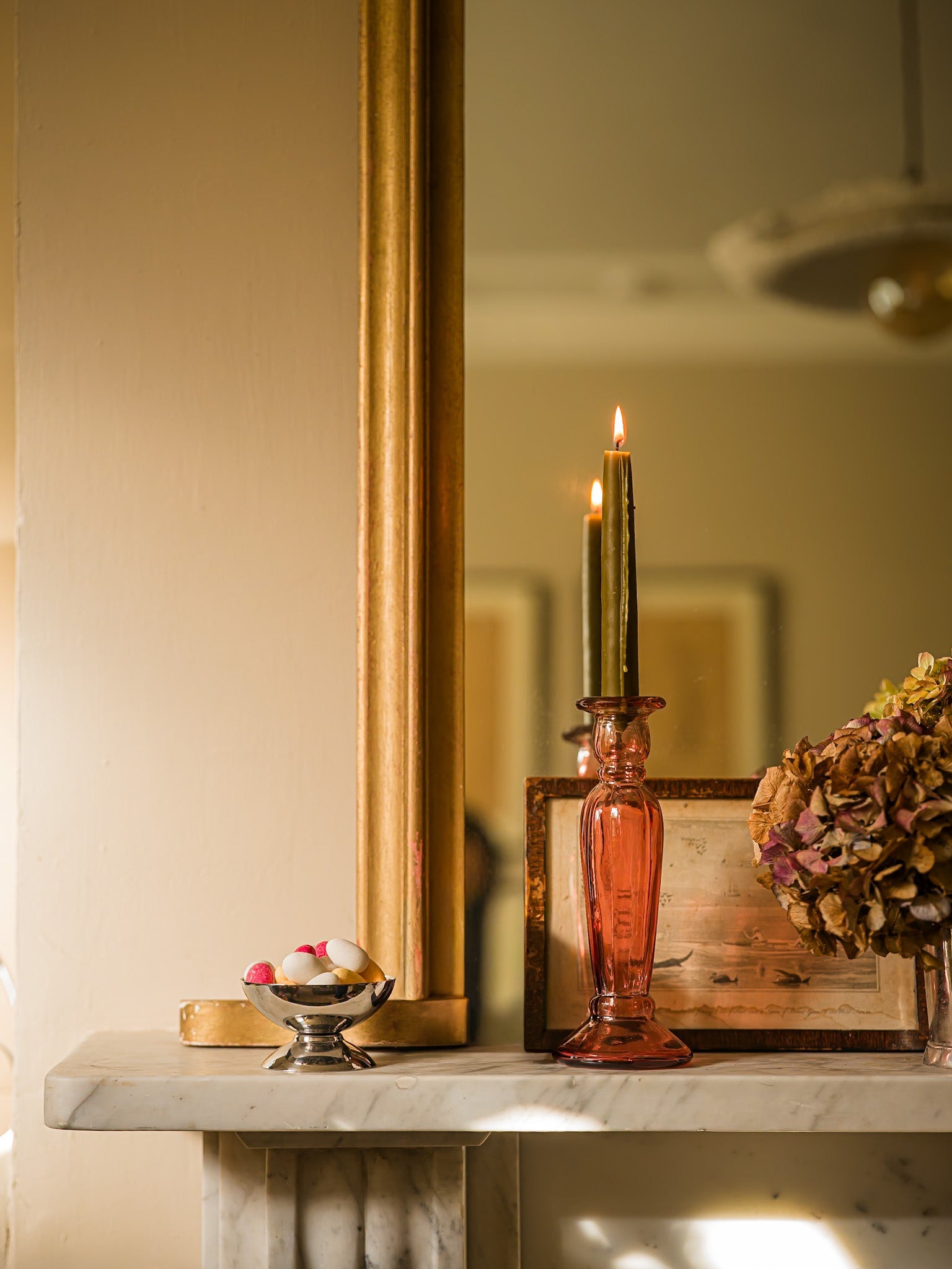 June Fluted Glass Candle Holder - Rose