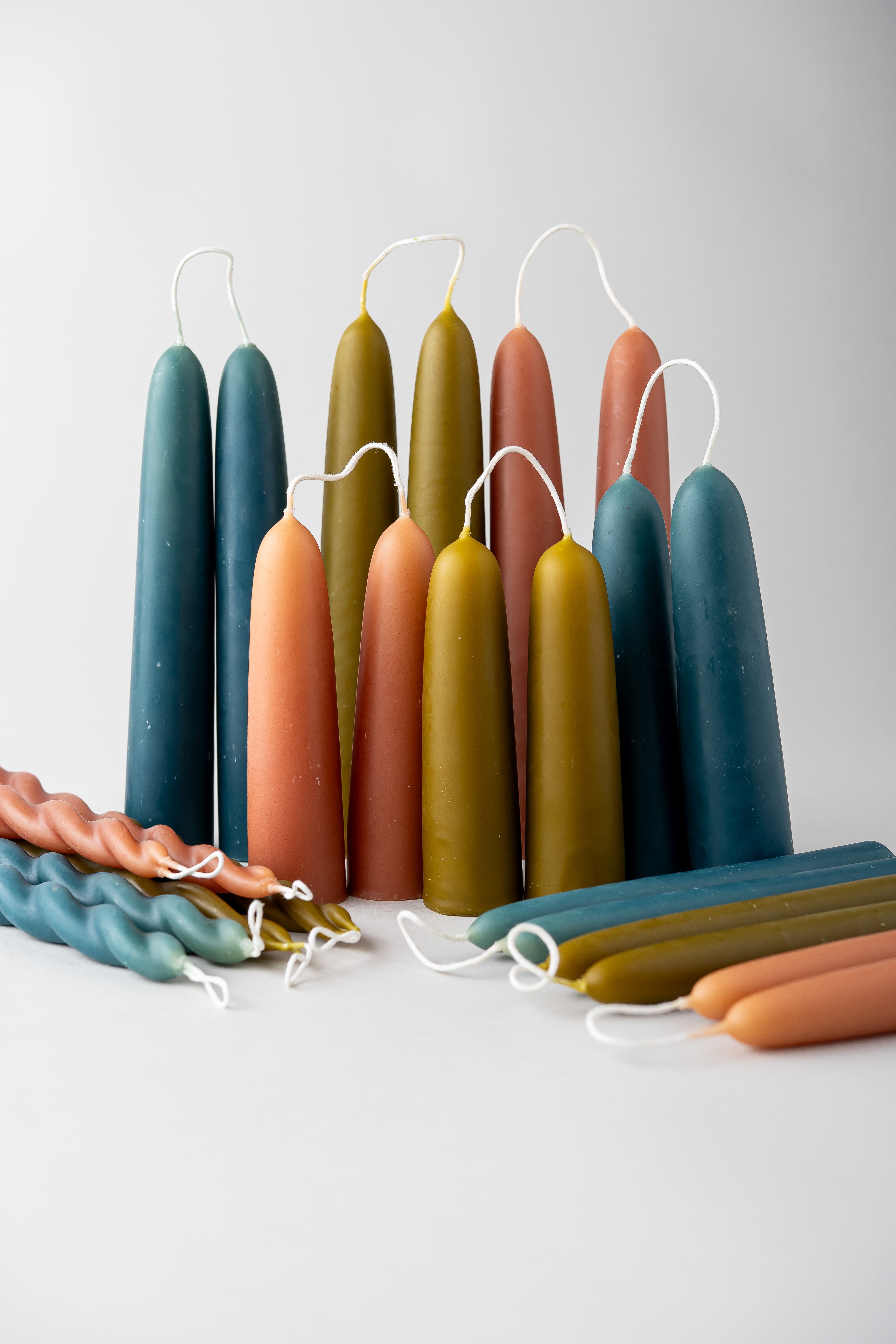June Wide Beeswax Taper Candles - Green Tea