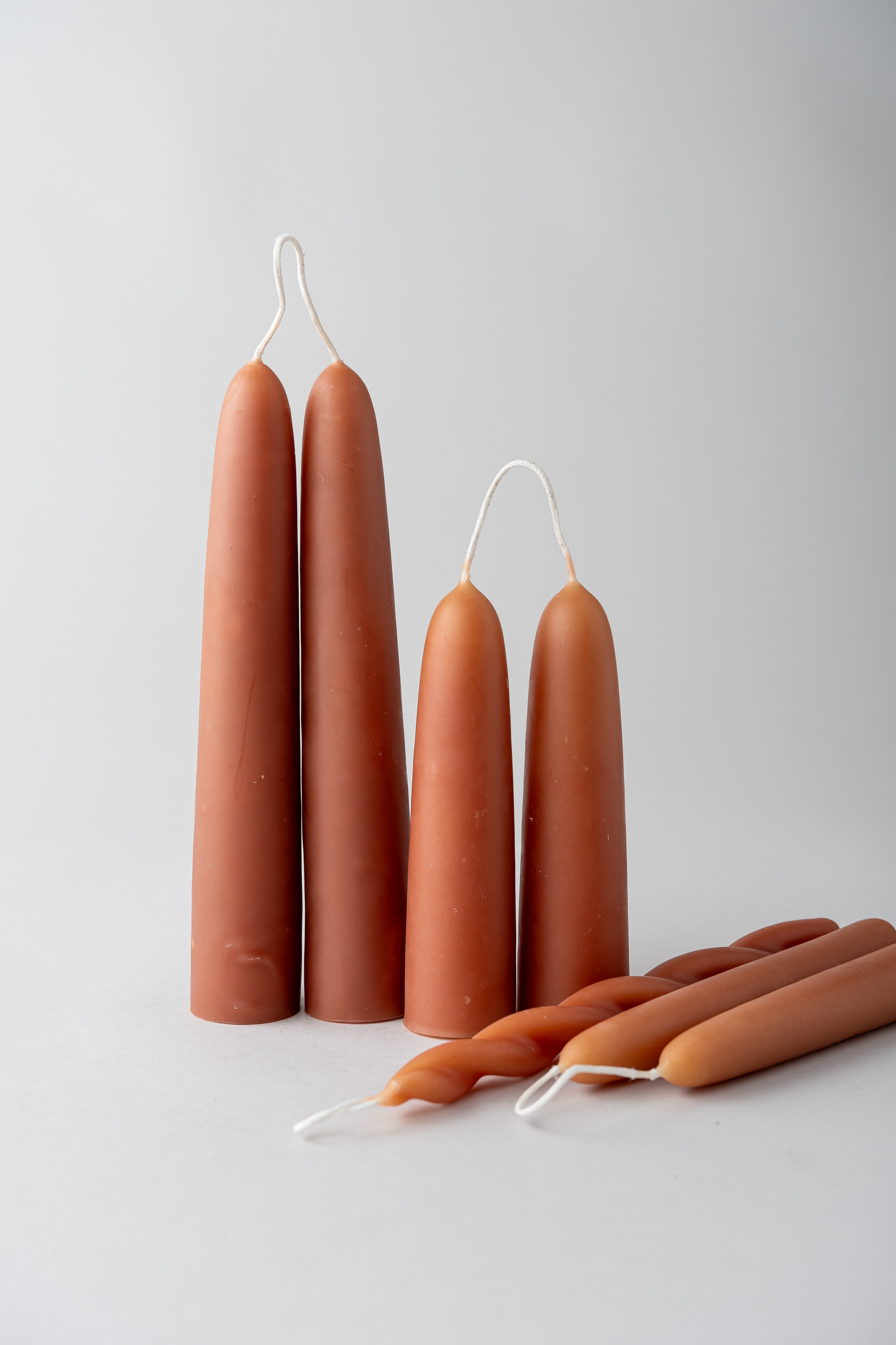 June Wide Beeswax Taper Candles - Short - Terracotta