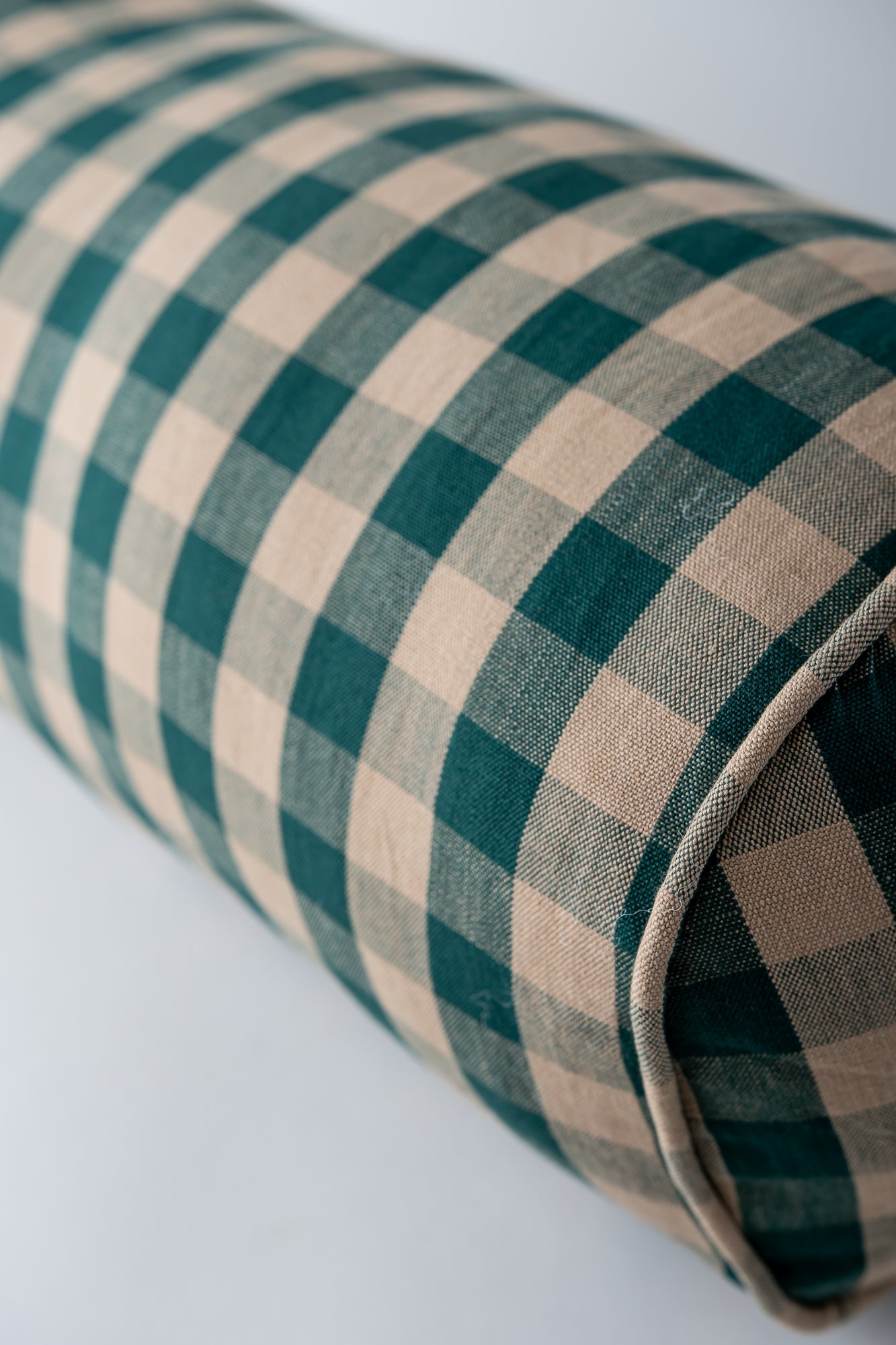 June Bolster Cushion - Green Check