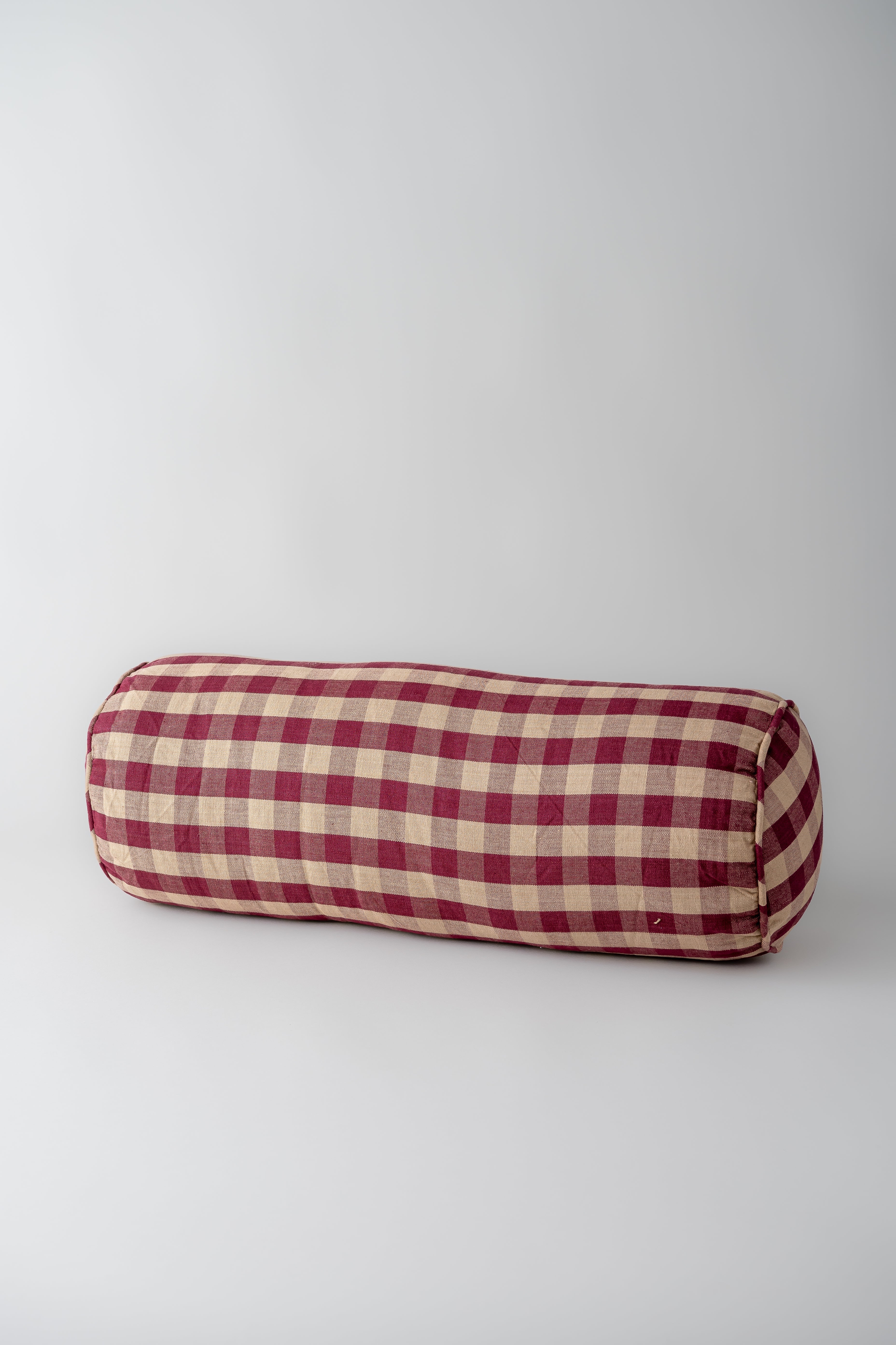 June Bolster Cushion - Burgundy Check