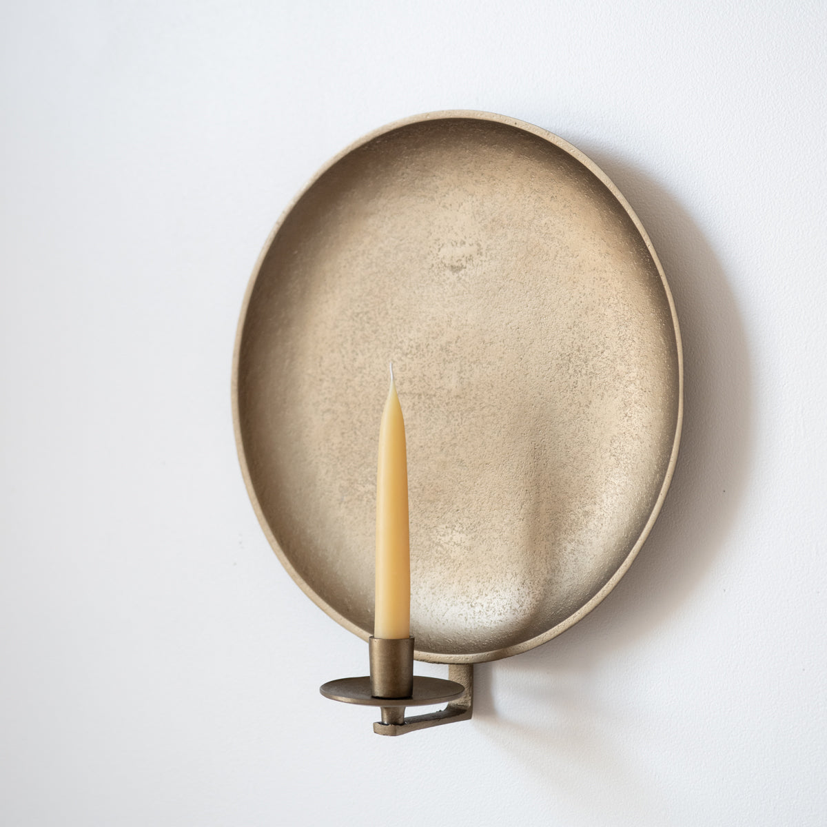 June Round Brass Candle Sconce