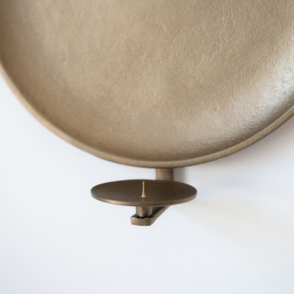 June Round Brass Candle Sconce