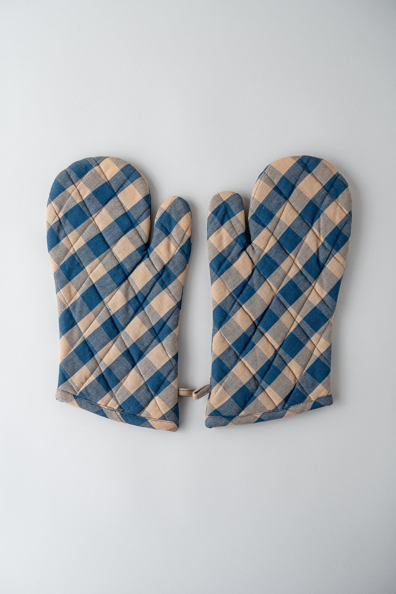 June Cotton Oven Mittens - Navy Check