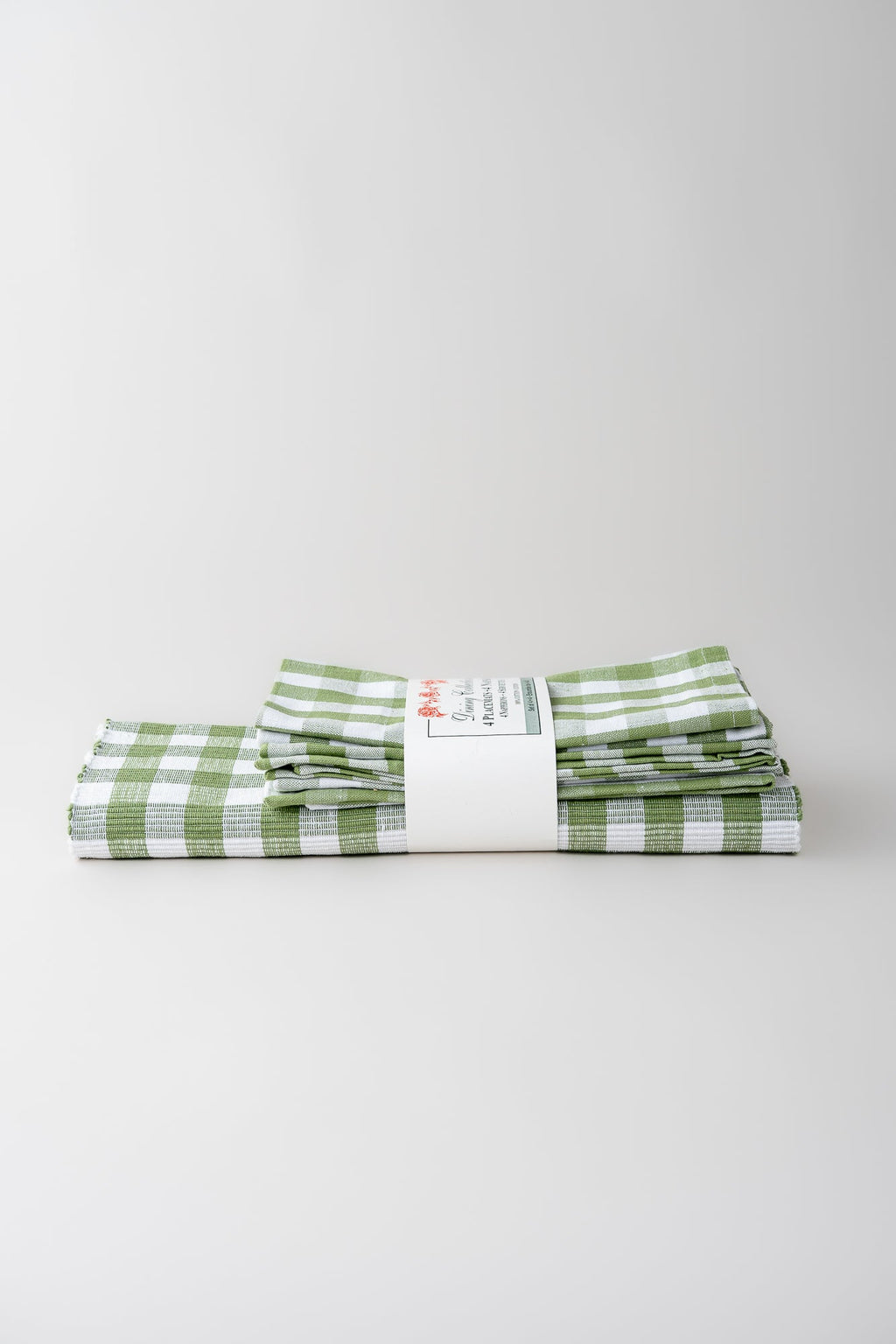 June Cotton Placemat and Napkin Set - Green Buffalo Check