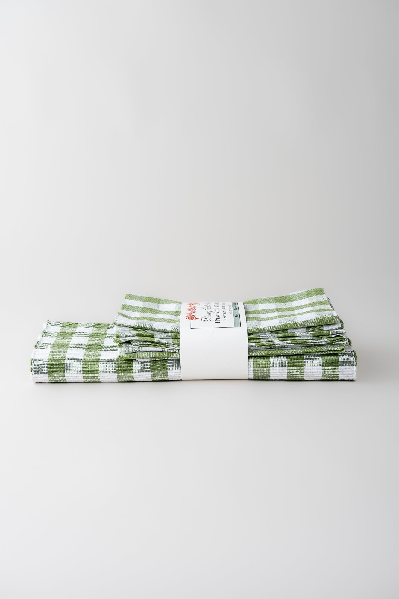 June Cotton Placemat and Napkin Set - Green Buffalo Check