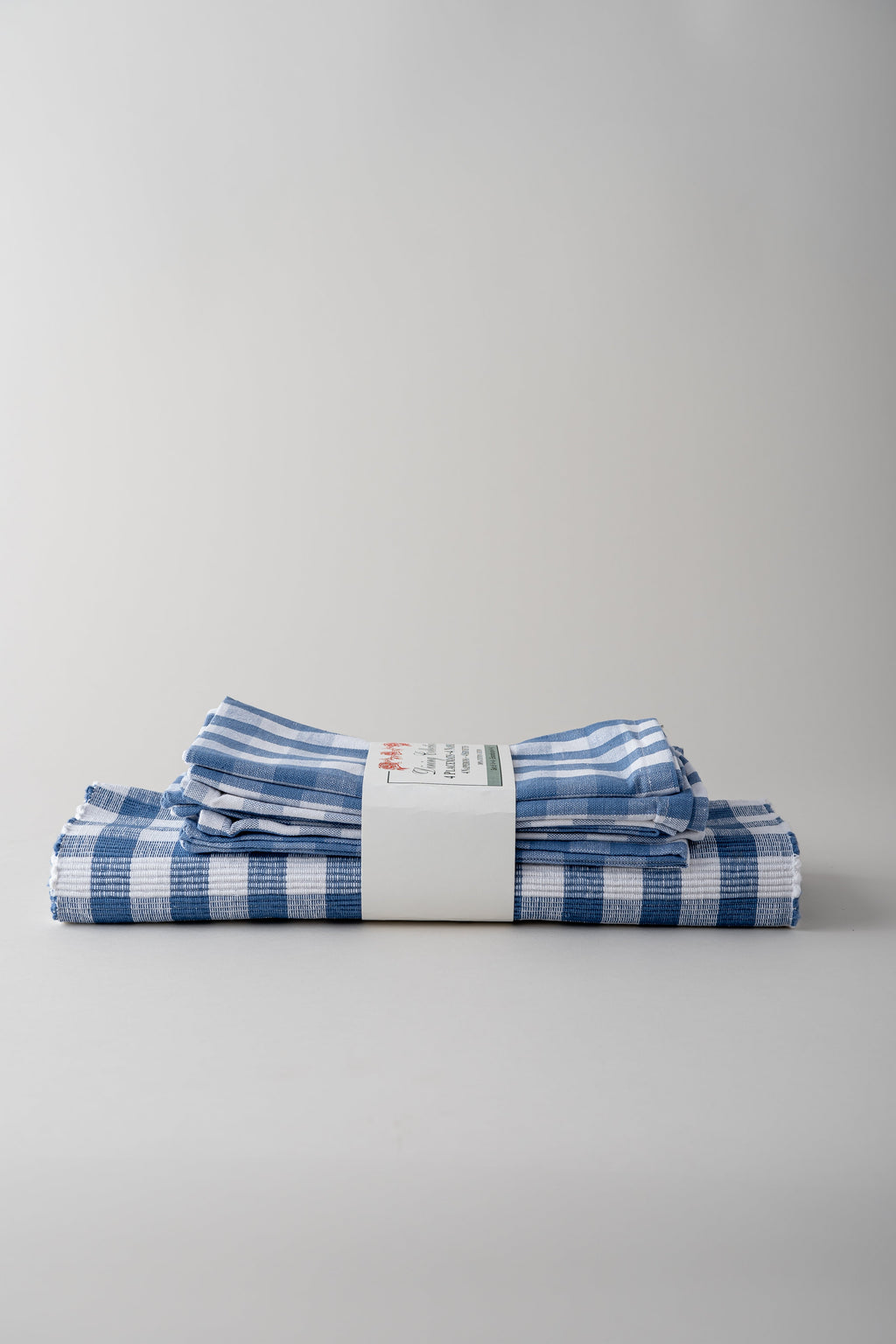 June Cotton Placemat and Napkin Set - Blue Buffalo Check