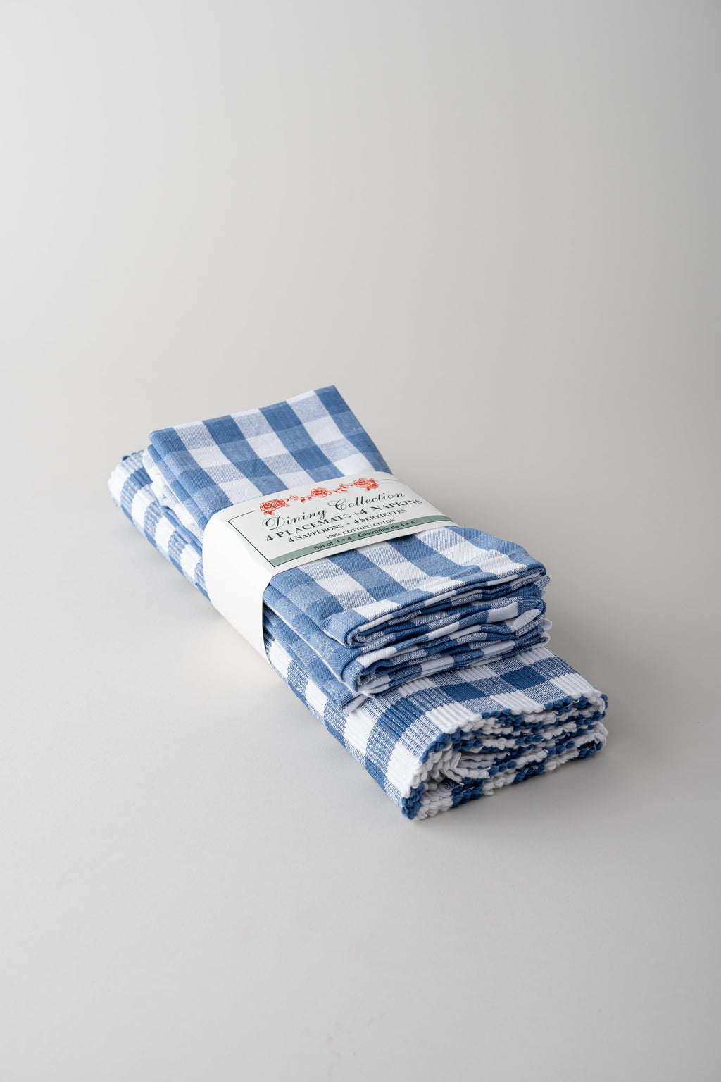 June Cotton Placemat and Napkin Set - Blue Buffalo Check