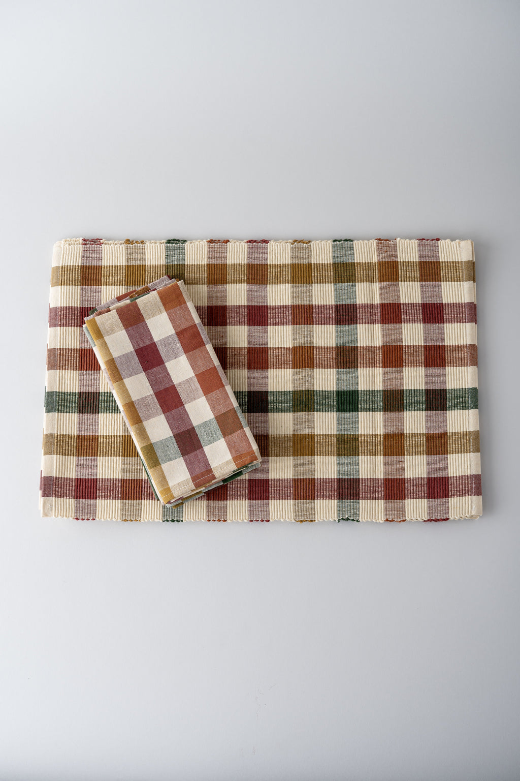 June Cotton Placemat and Napkin Set - Cambridge Check