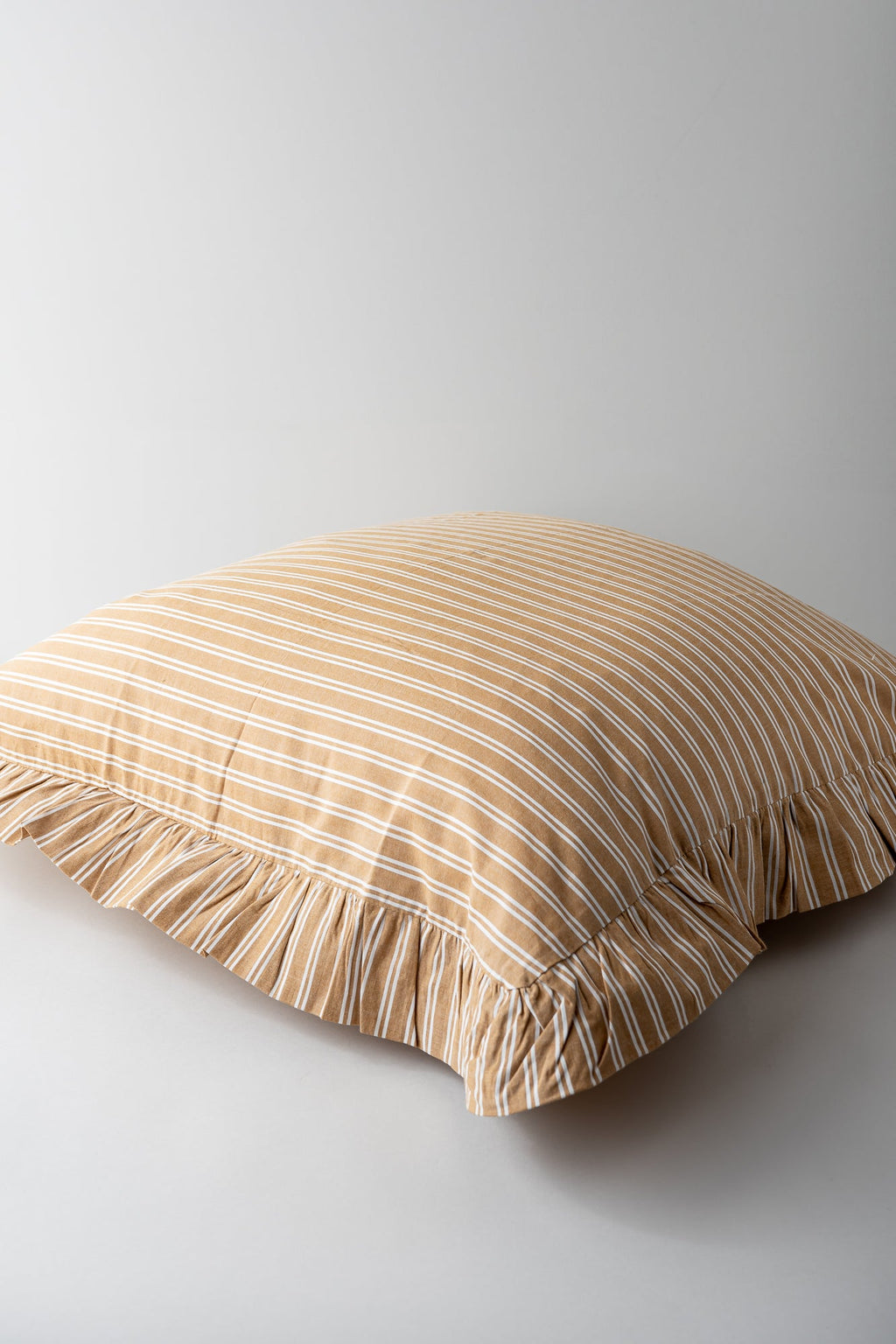 June Cotton Frill Cushion Cover - Tawny Stripe