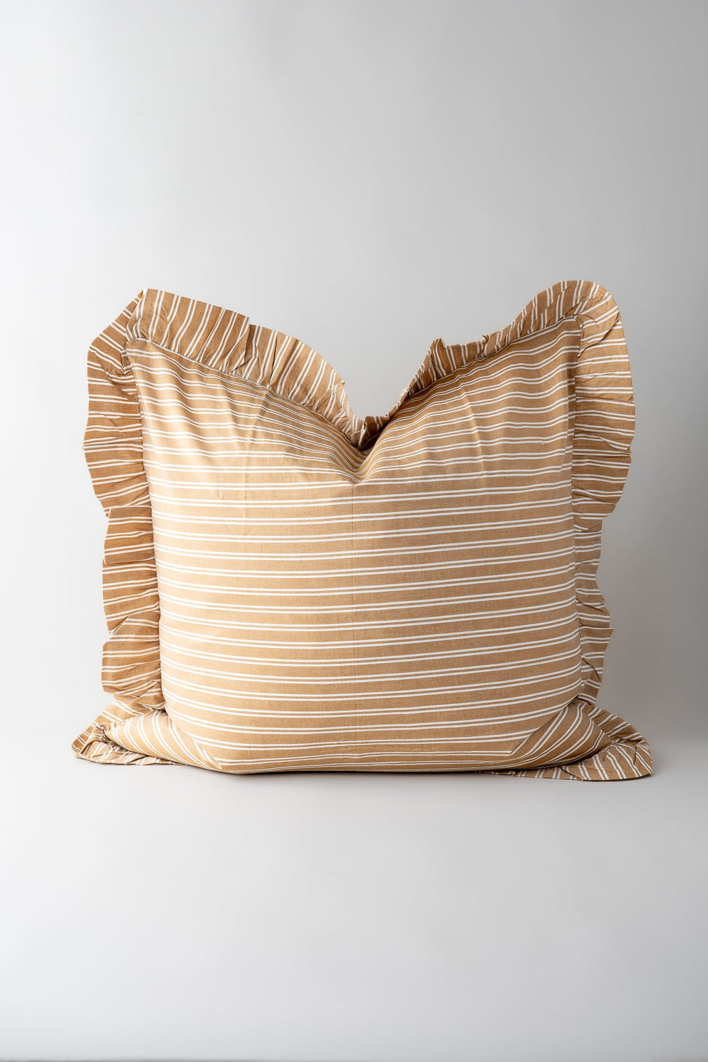 June Cotton Frill Cushion Cover - Tawny Stripe