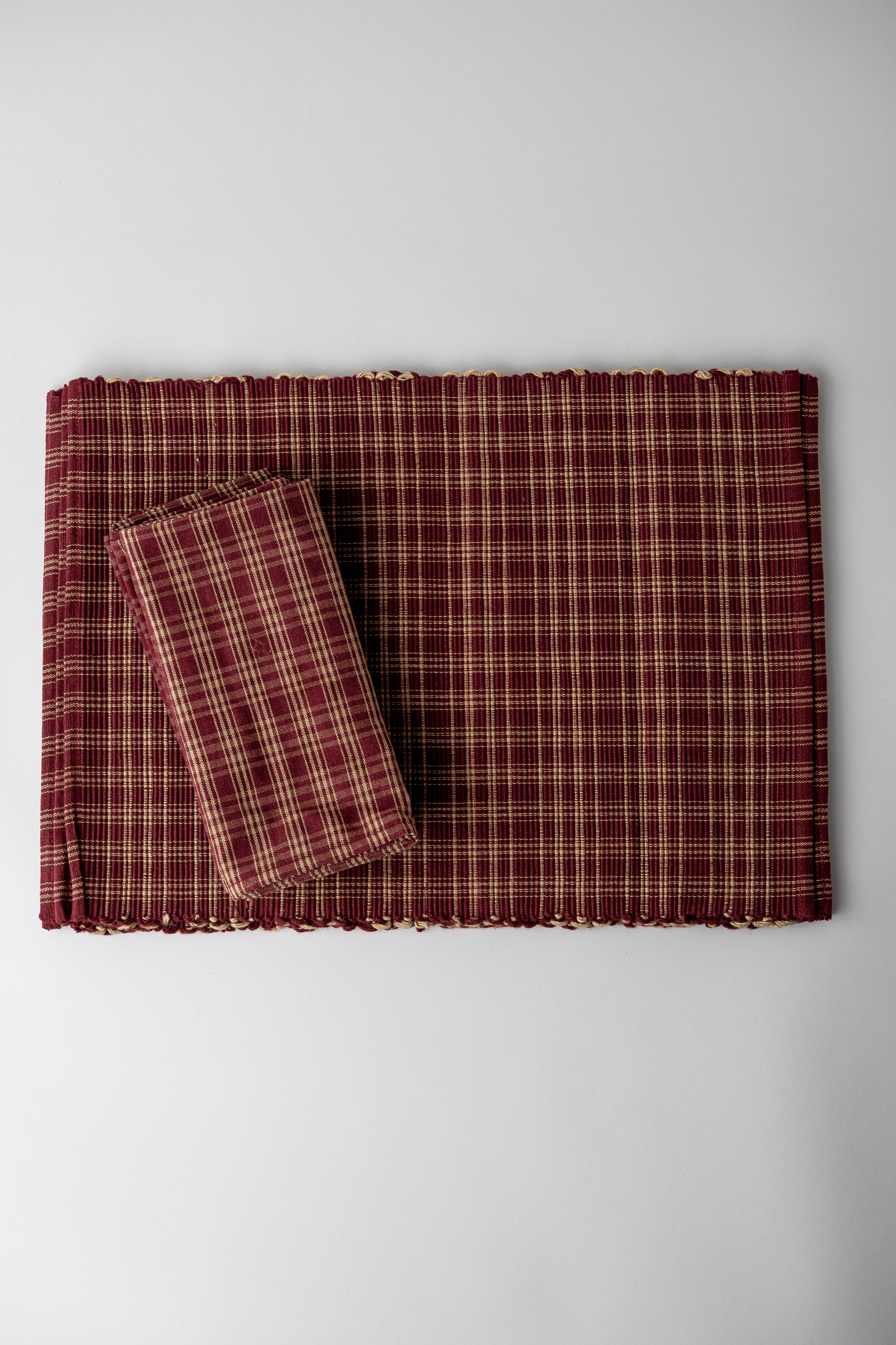 Cotton Placemat and Napkin Set - Nutmeg