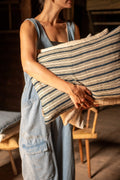 Linen Cushion Cover - Navy Block Print