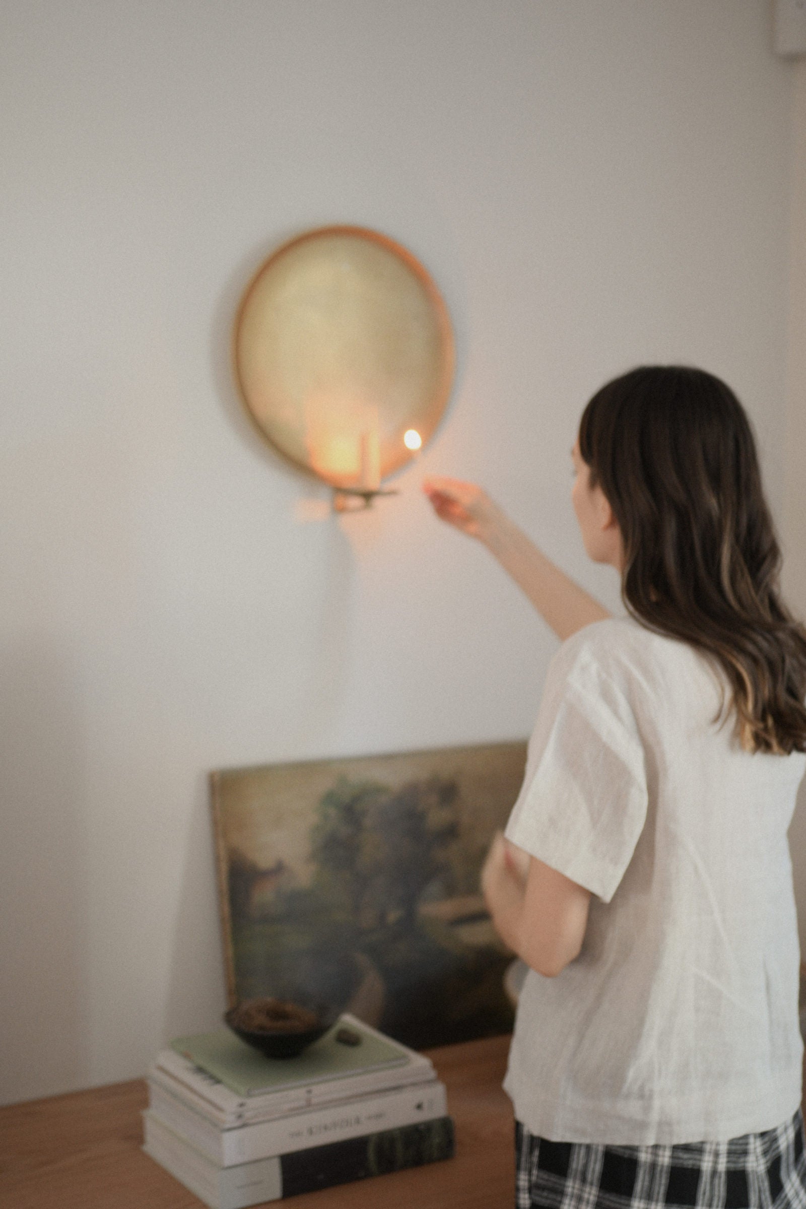 June Round Brass Candle Sconce