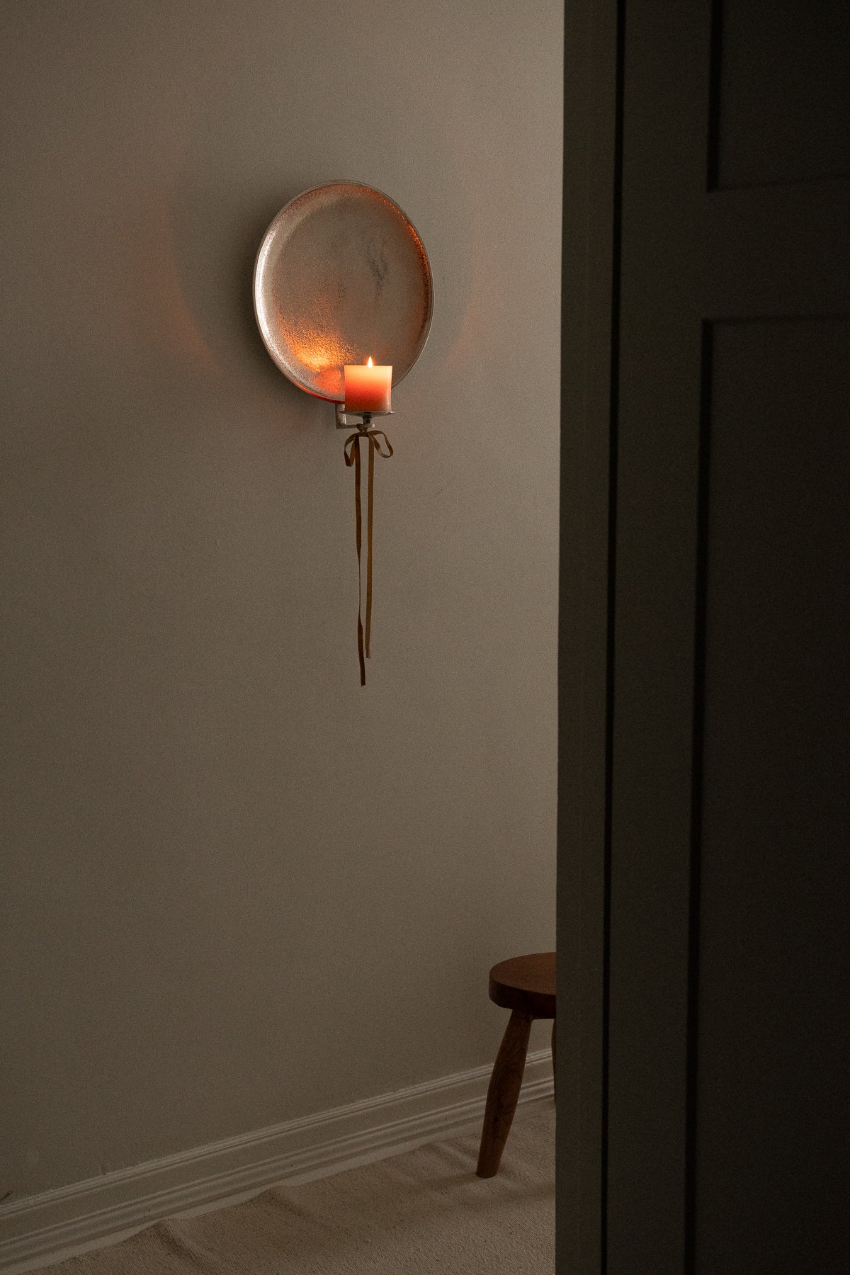 June Round Nickel Candle Sconce