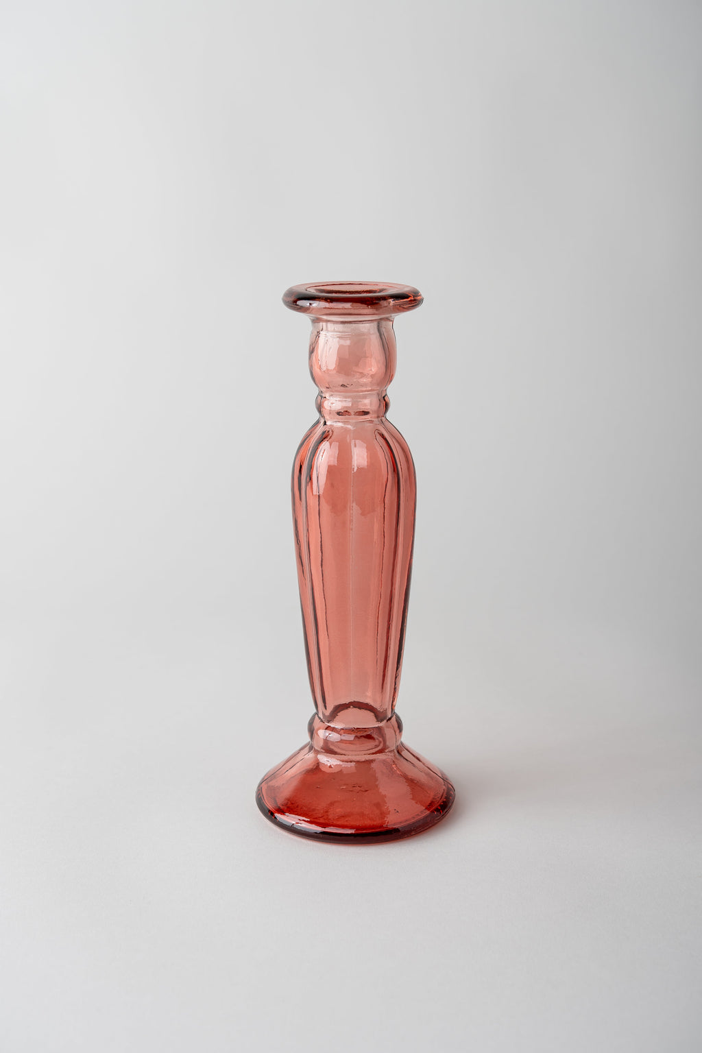 June Fluted Glass Candle Holder - Rose