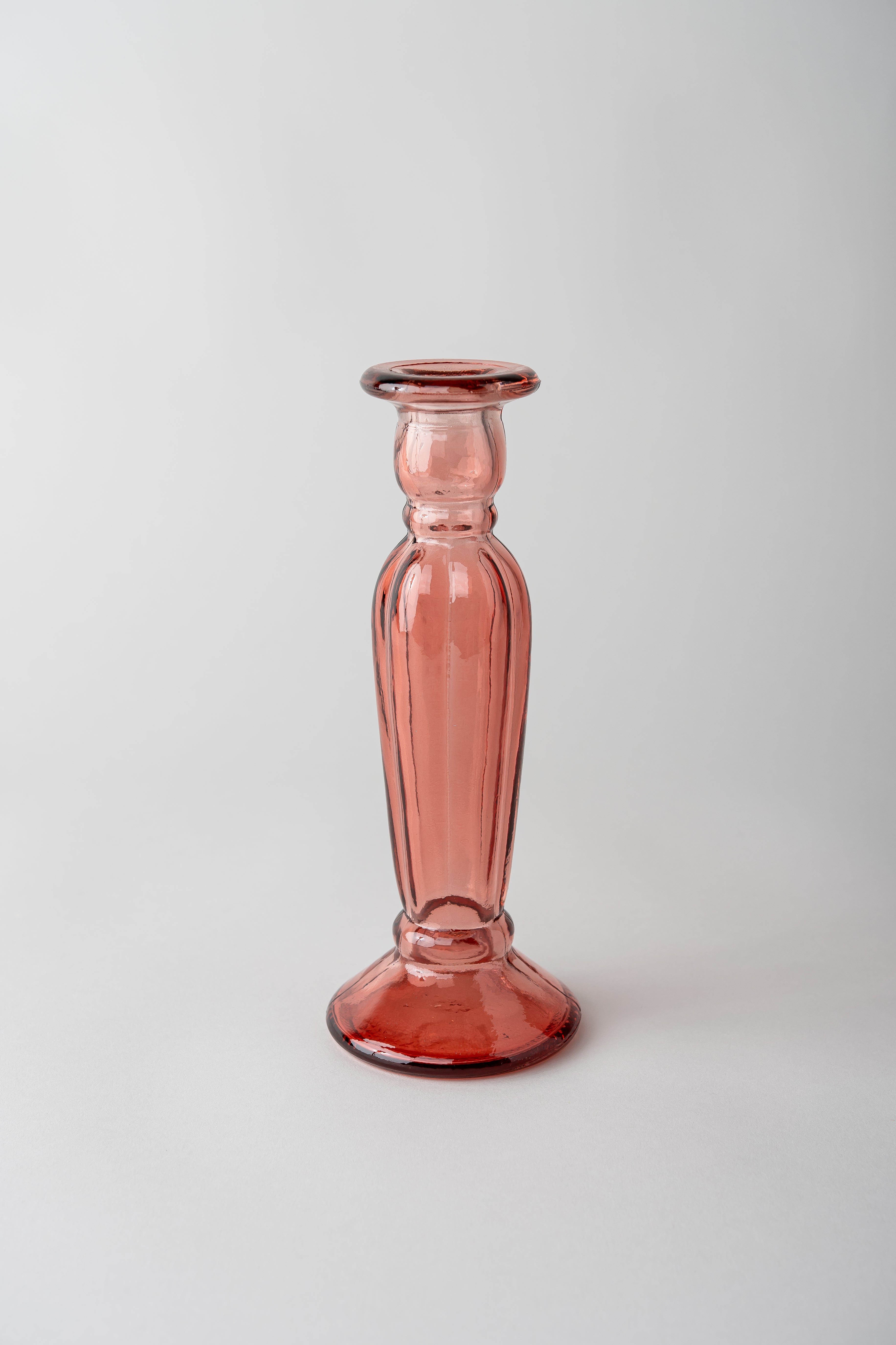 June Fluted Glass Candle Holder - Rose
