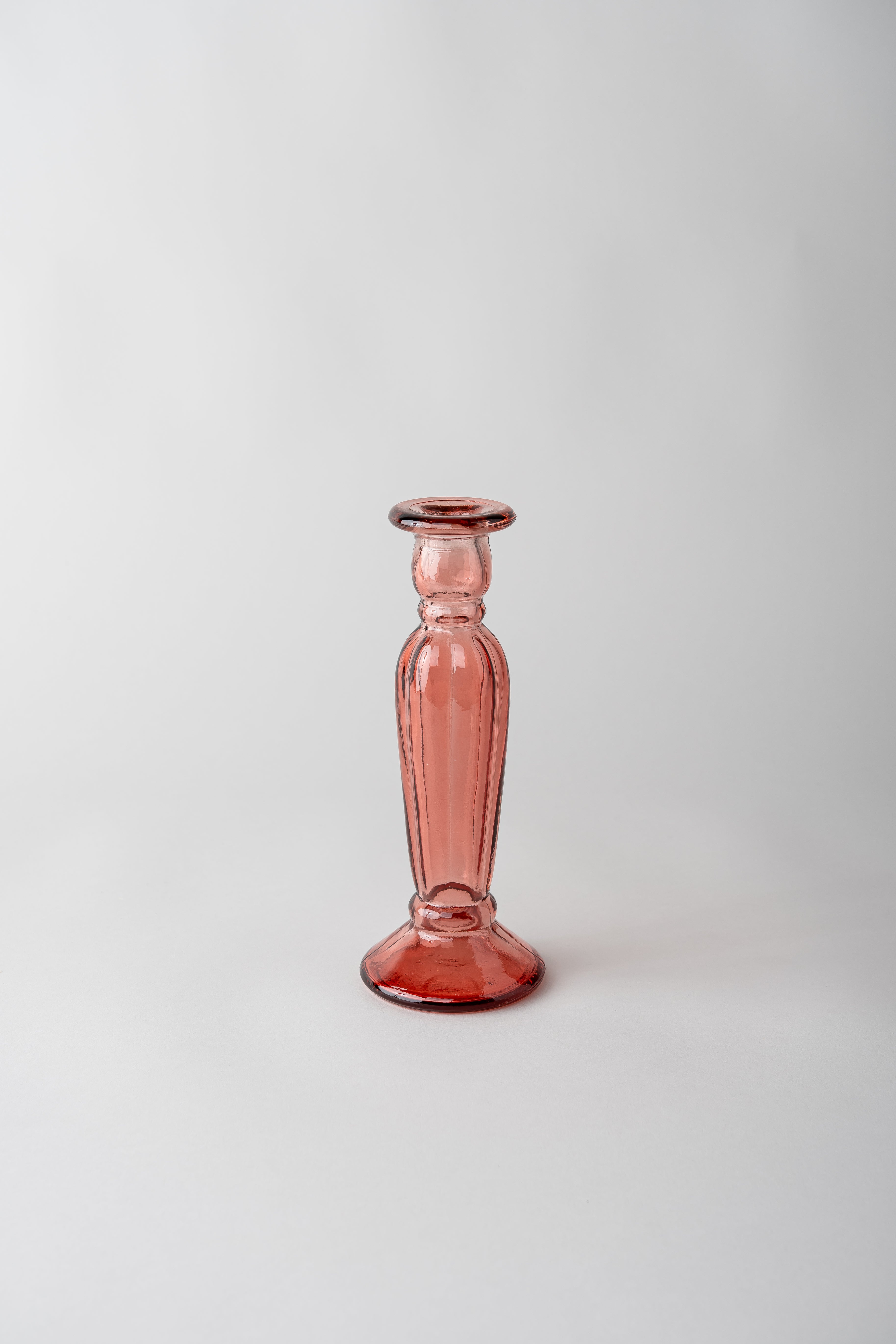 Fluted Glass Candle Holder - Rose