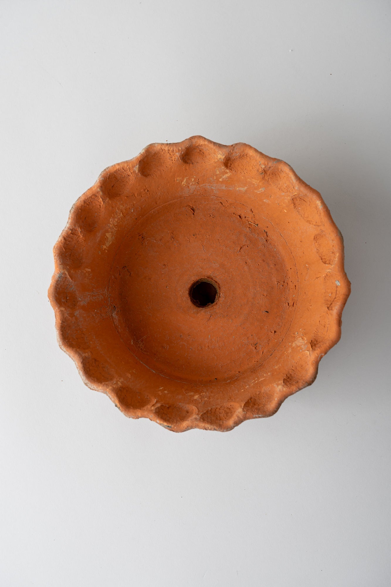 June Frilled Redstone Garden Dish with Saucer - Small