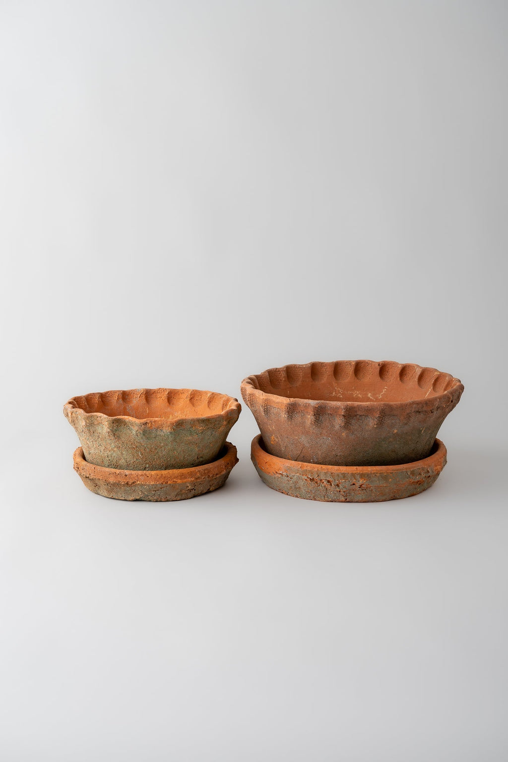 June Frilled Redstone Garden Dish with Saucer - Small