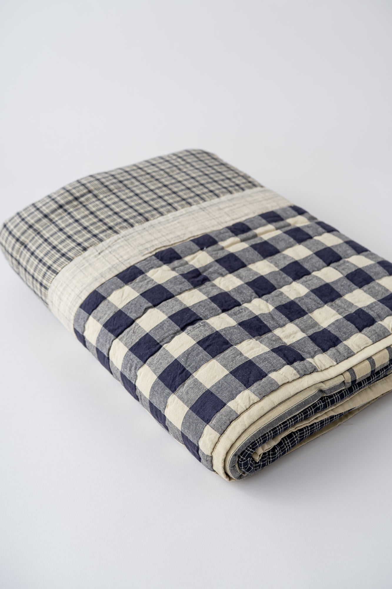 June Heritage Patchwork Cotton Quilt - Navy