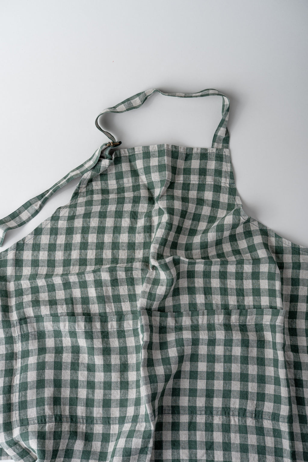 June Linen Chef's Apron - Green Gingham