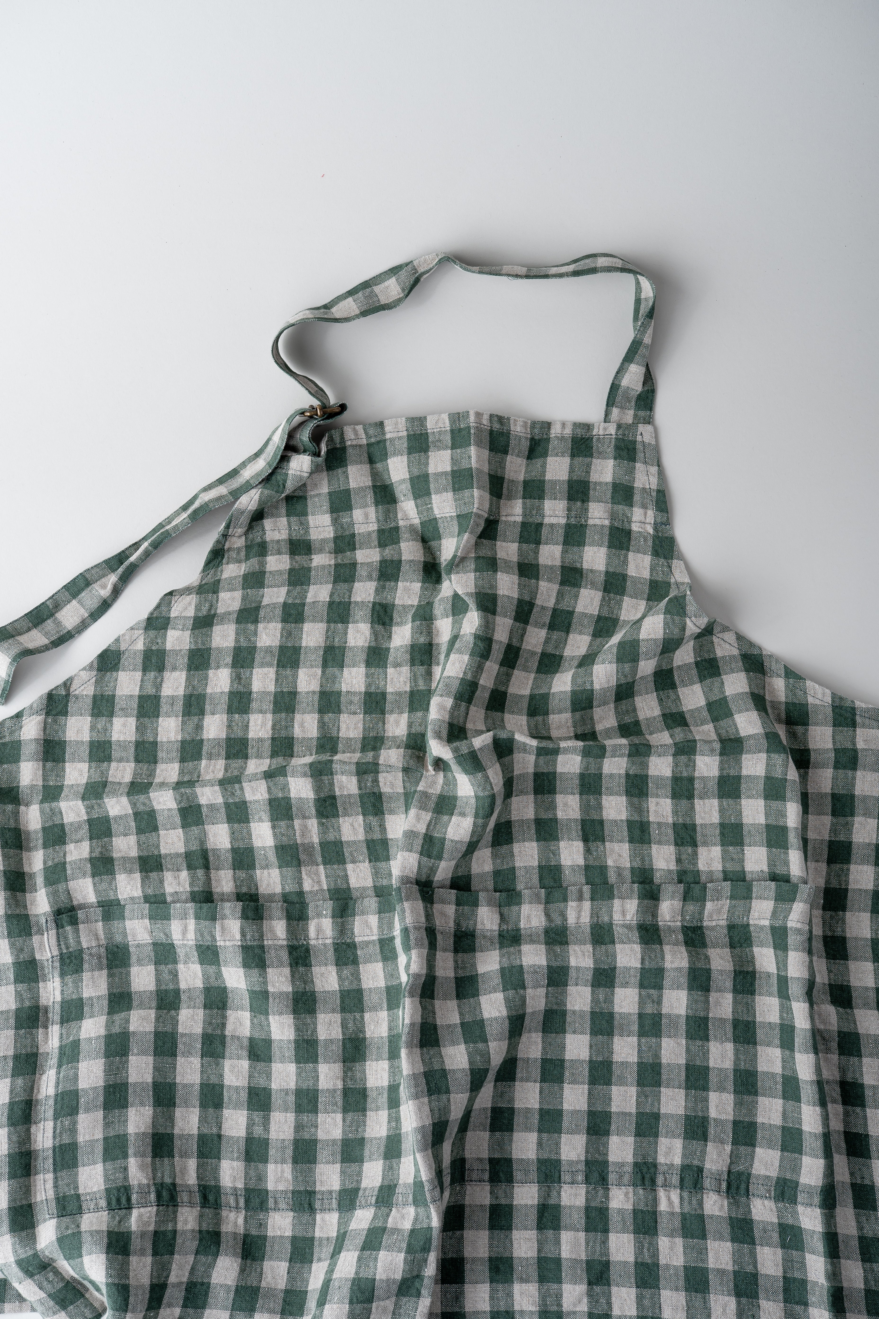 June Linen Chef's Apron - Green Gingham