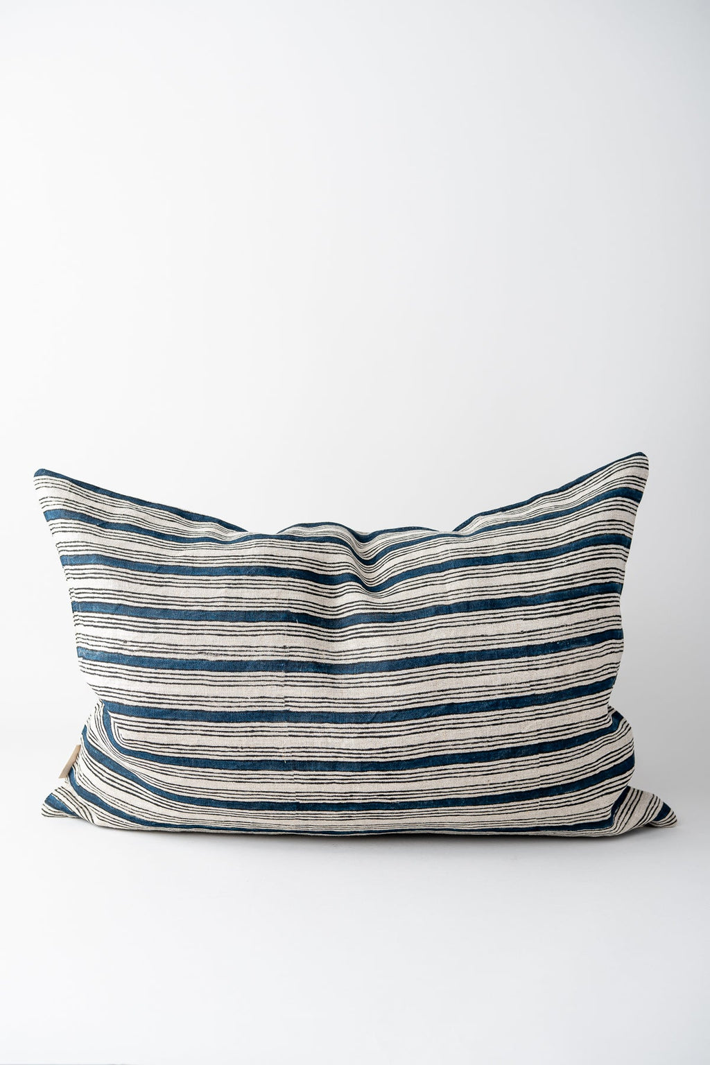 June Linen Cushion Cover - Navy Block Print