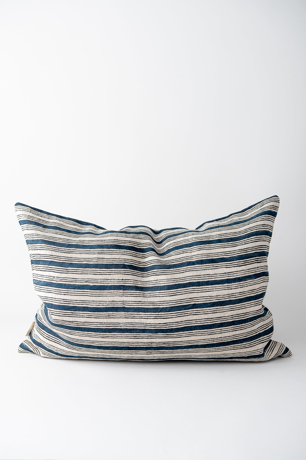 June Linen Cushion Cover - Navy Block Print