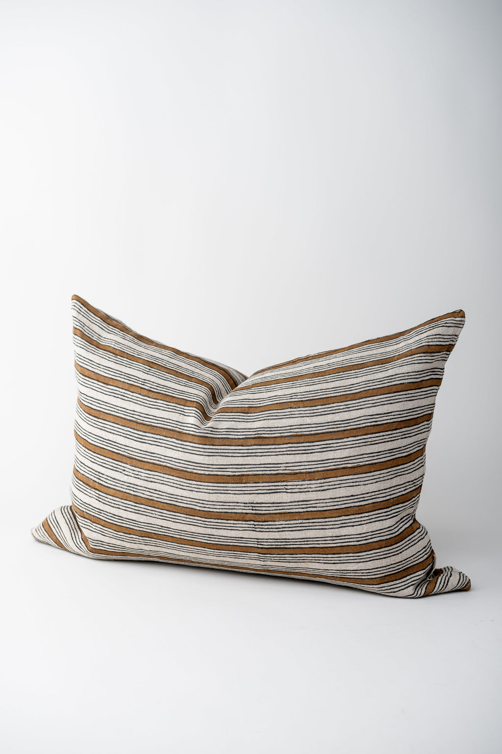 June Linen Cushion Cover - Brown Block Print