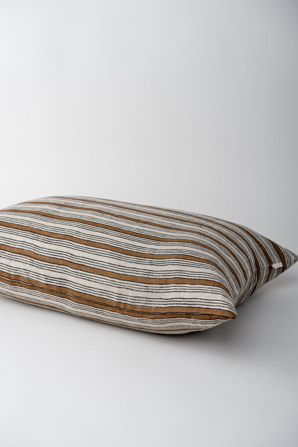 June Linen Cushion Cover - Brown Block Print