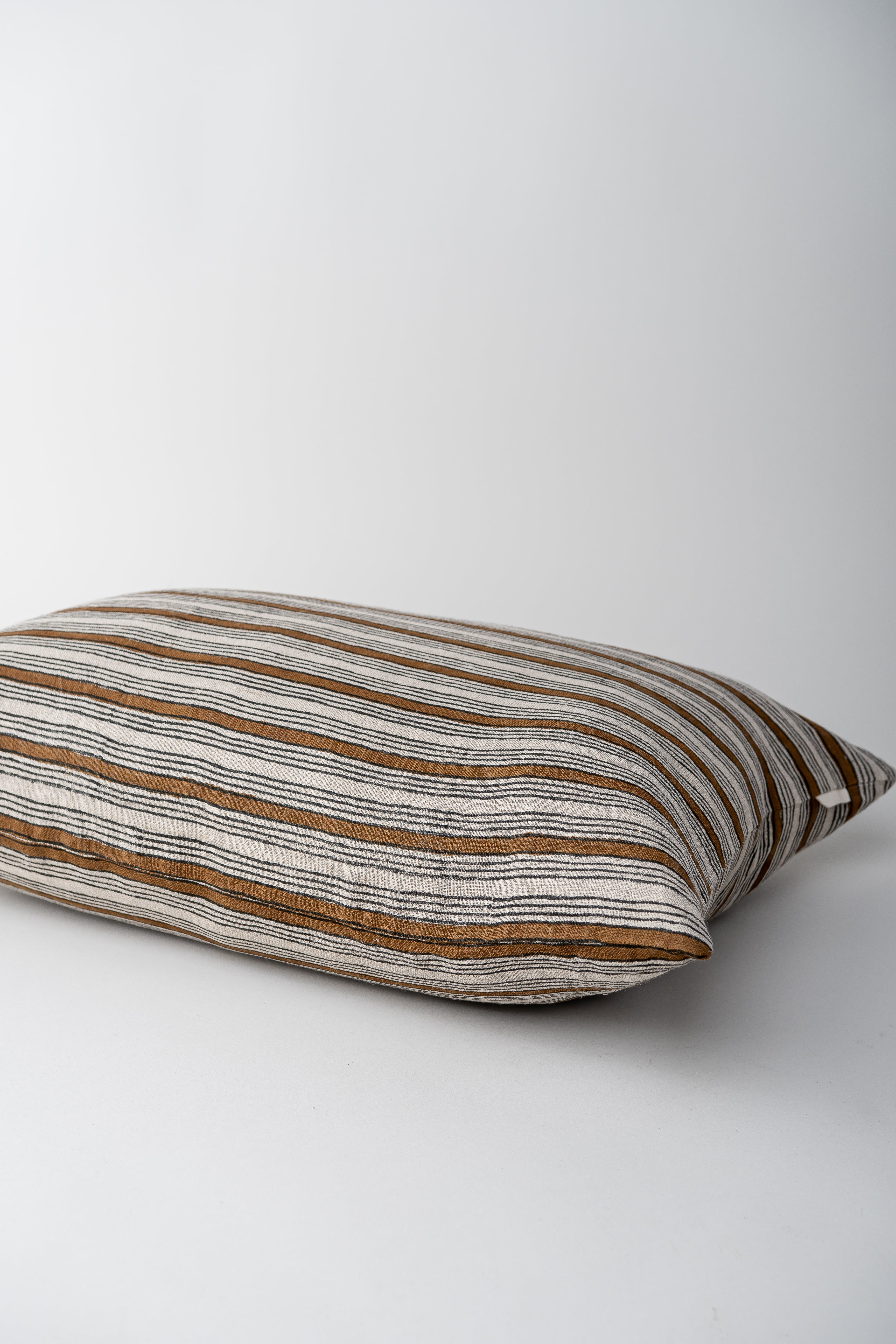 June Linen Cushion Cover - Brown Block Print