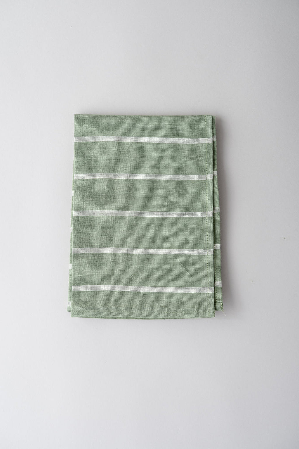 June Organic Cotton Tea Towel - Green with White Stripe