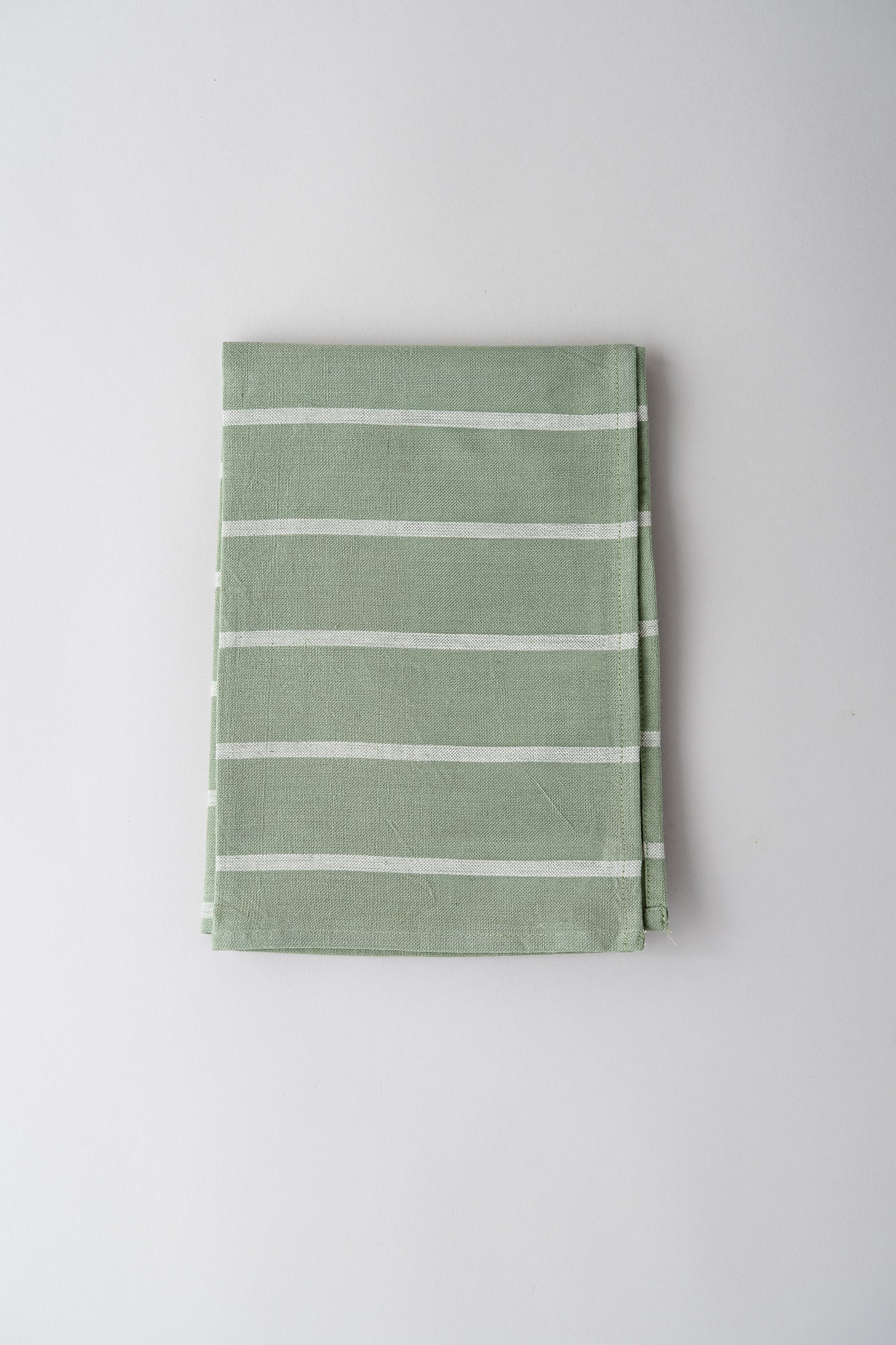 June Organic Cotton Tea Towel - Green with White Stripe