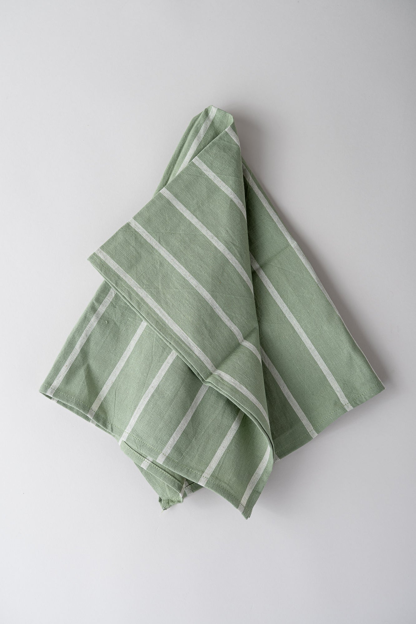 June Organic Cotton Tea Towel - Green with White Stripe
