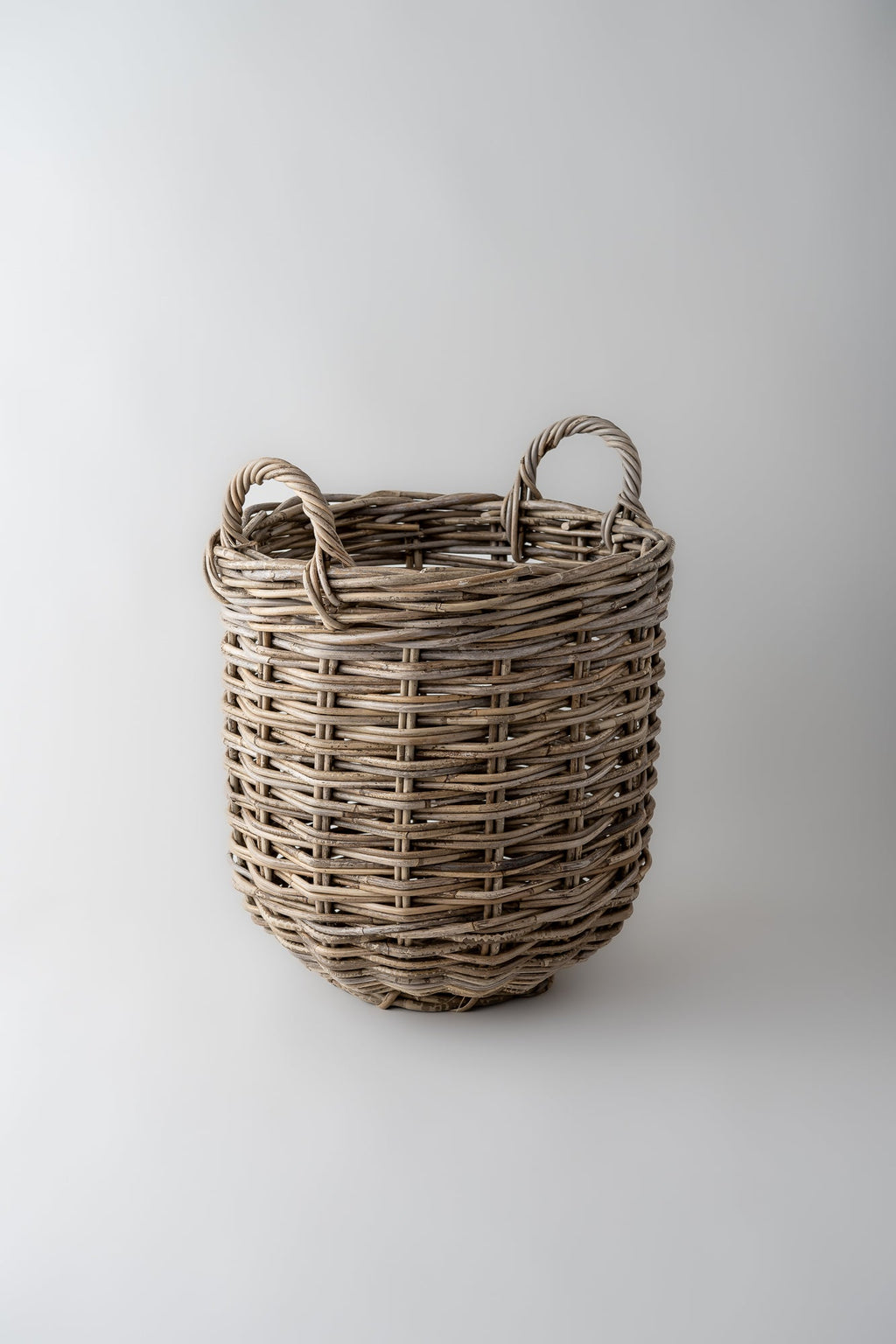 June Rattan Round Hamper Basket - Medium