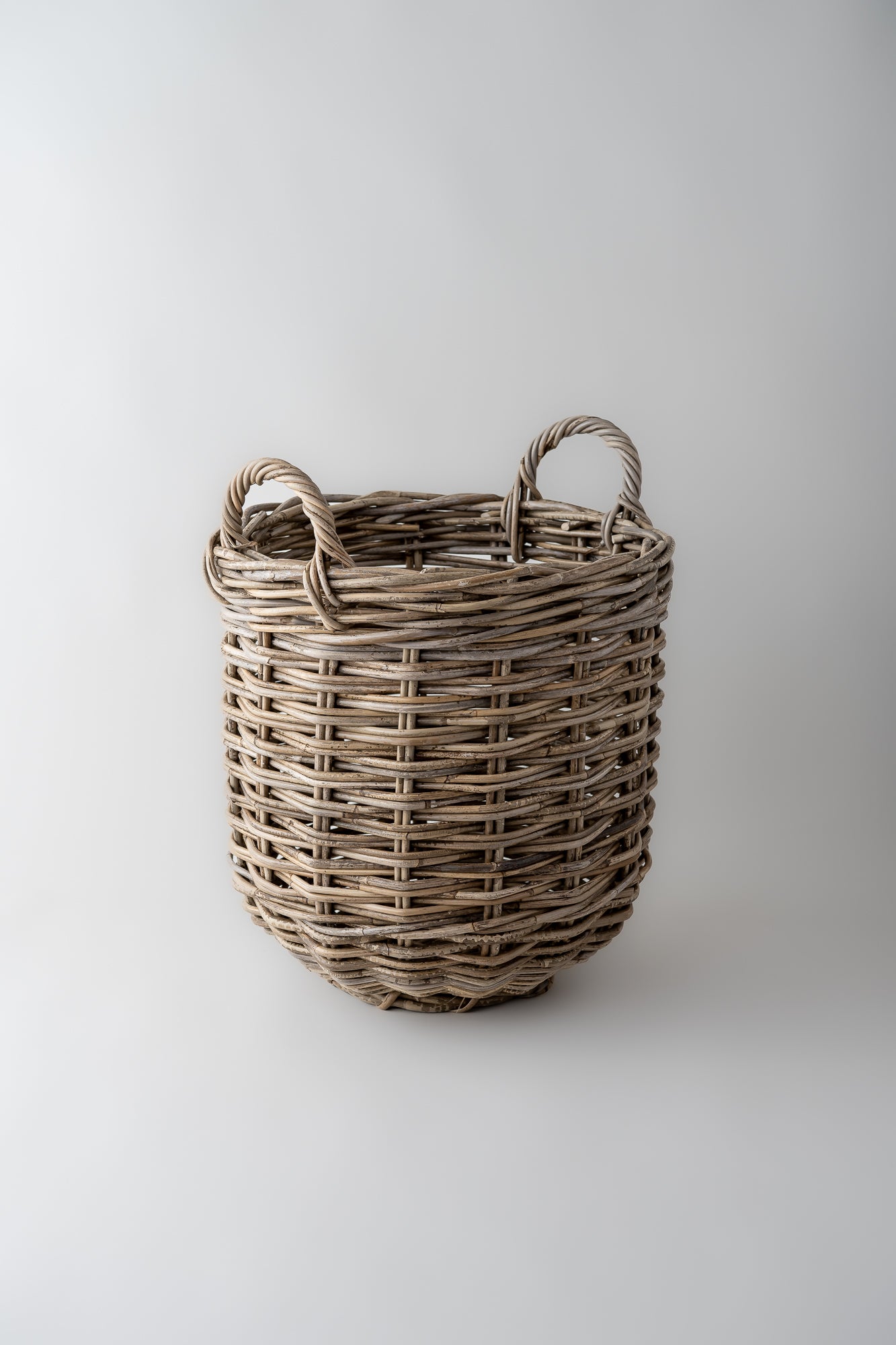 June Rattan Round Hamper Basket - Medium
