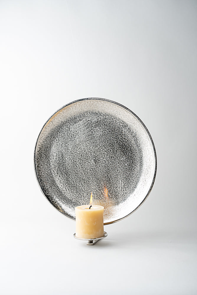 June Round Nickel Candle Sconce
