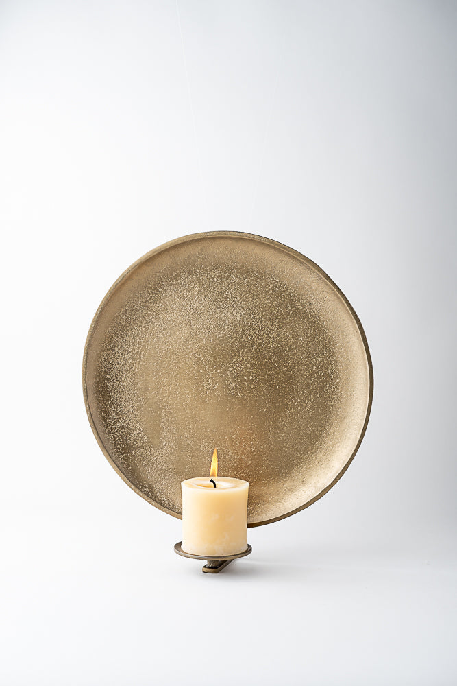June Round Brass Candle Sconce