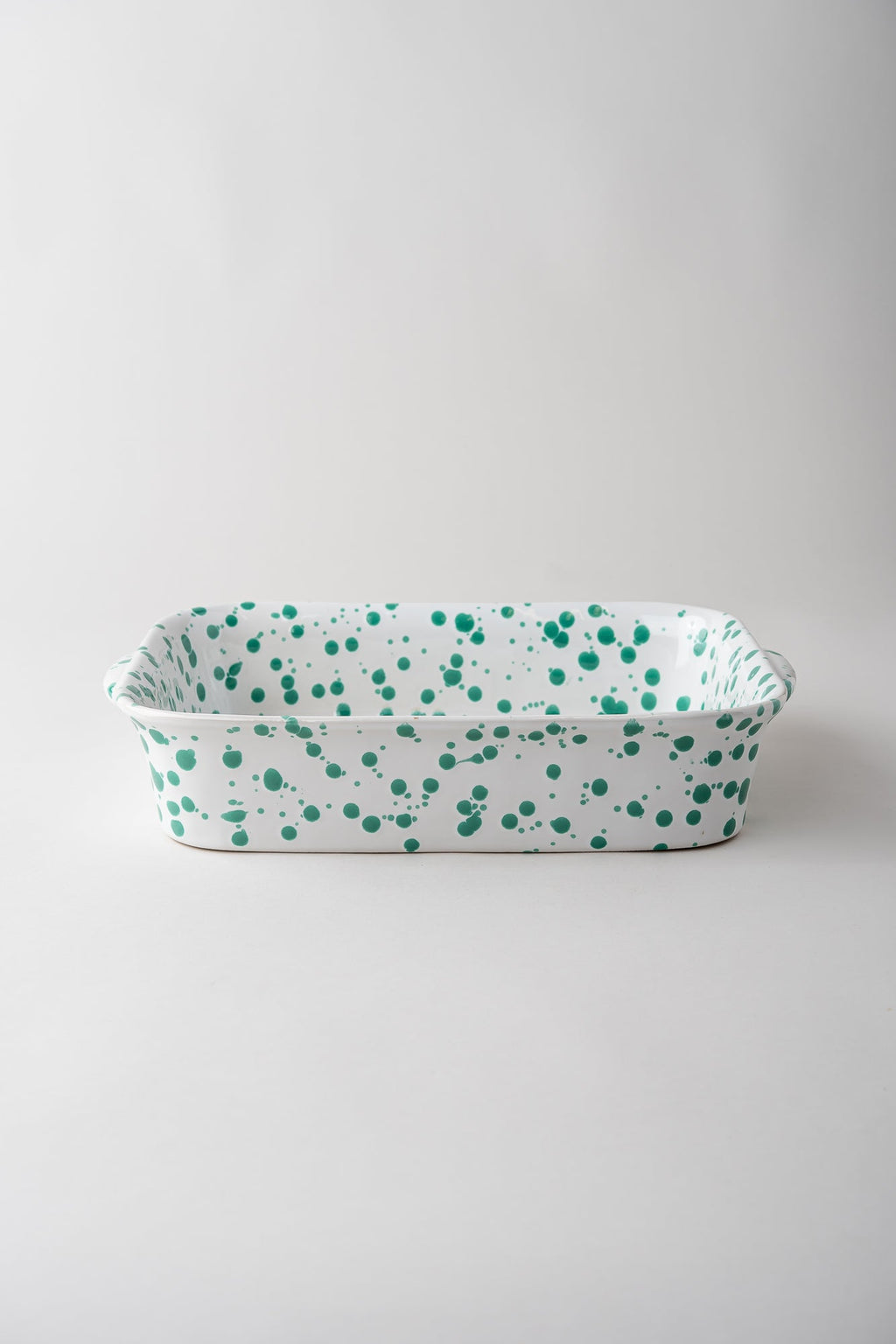 June Splatterware Rectangular Baker - Seafoam