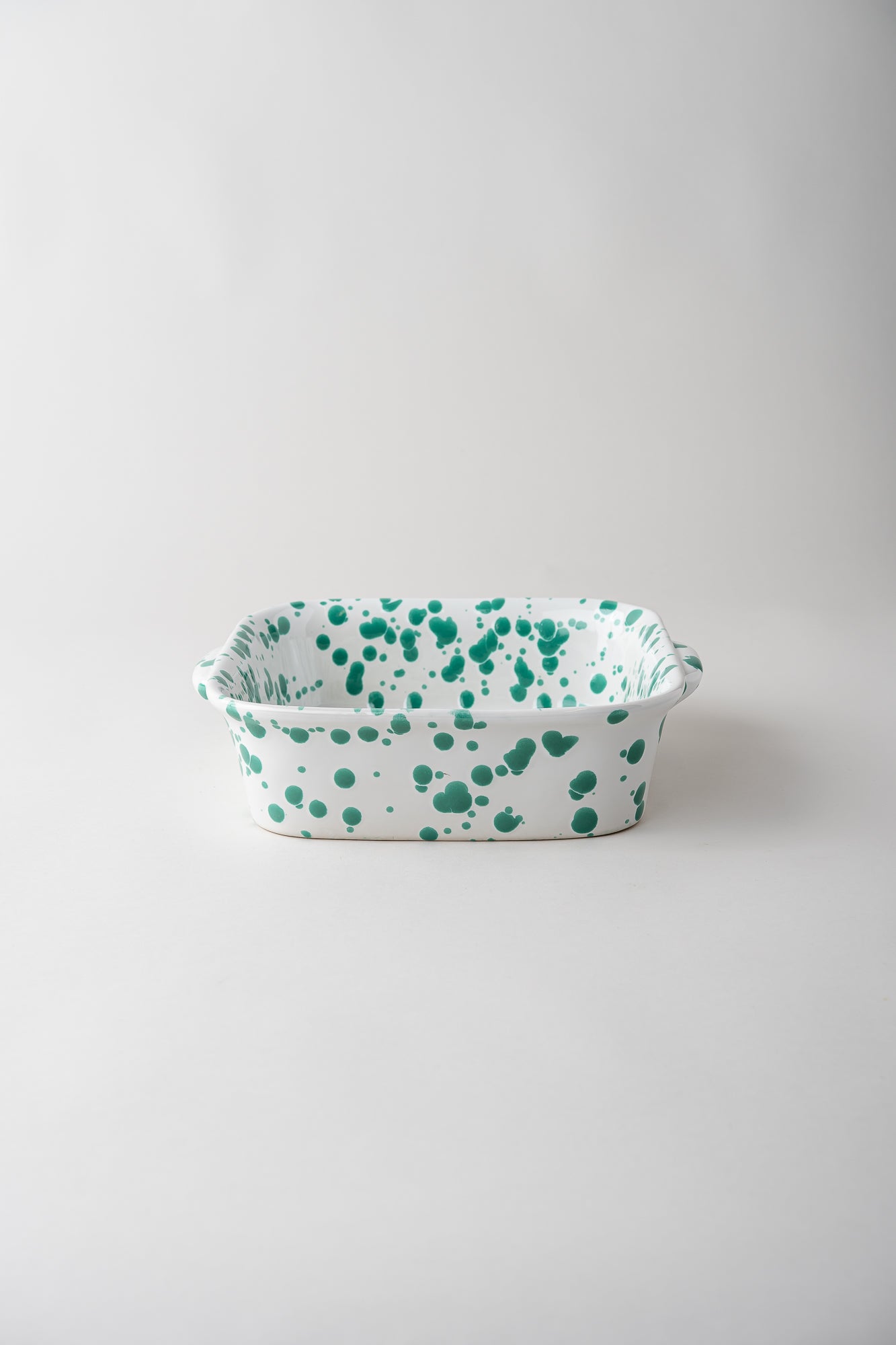 June Splatterware Square Baker - Seafoam