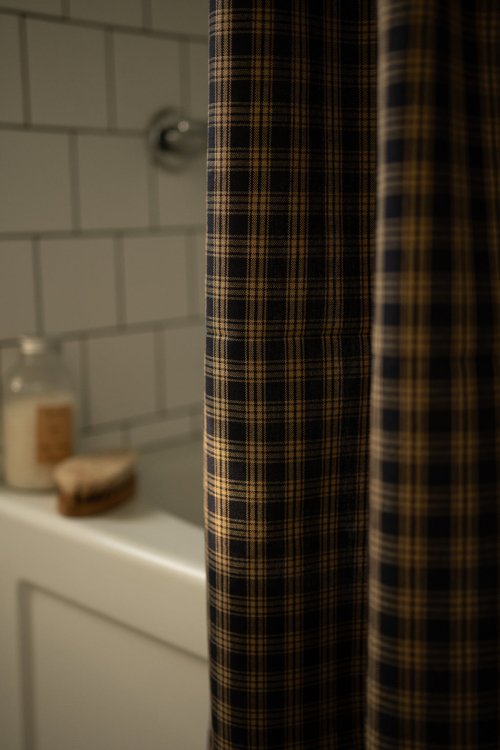 June Sturbridge Shower Curtain - Navy
