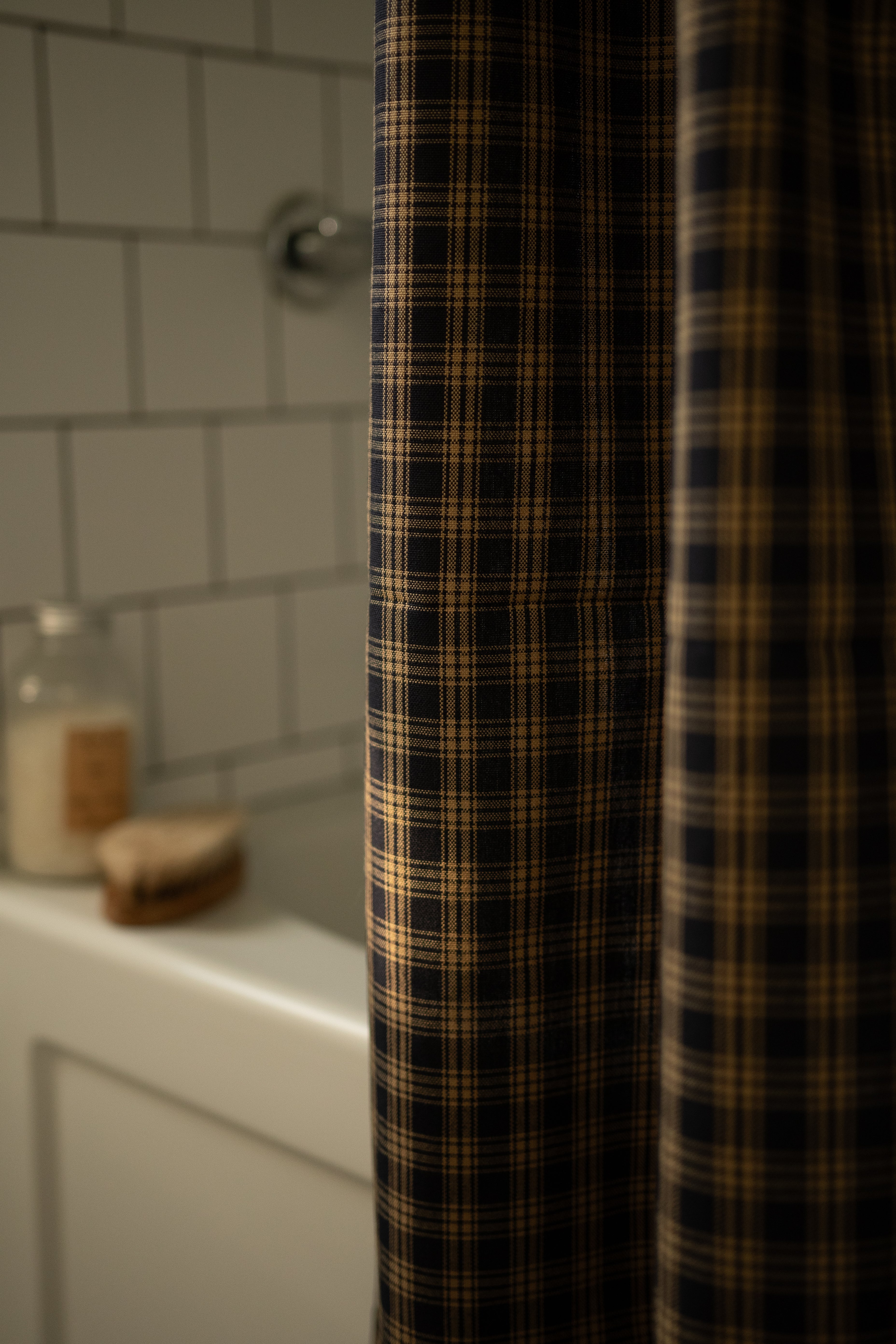 June Sturbridge Shower Curtain - Navy