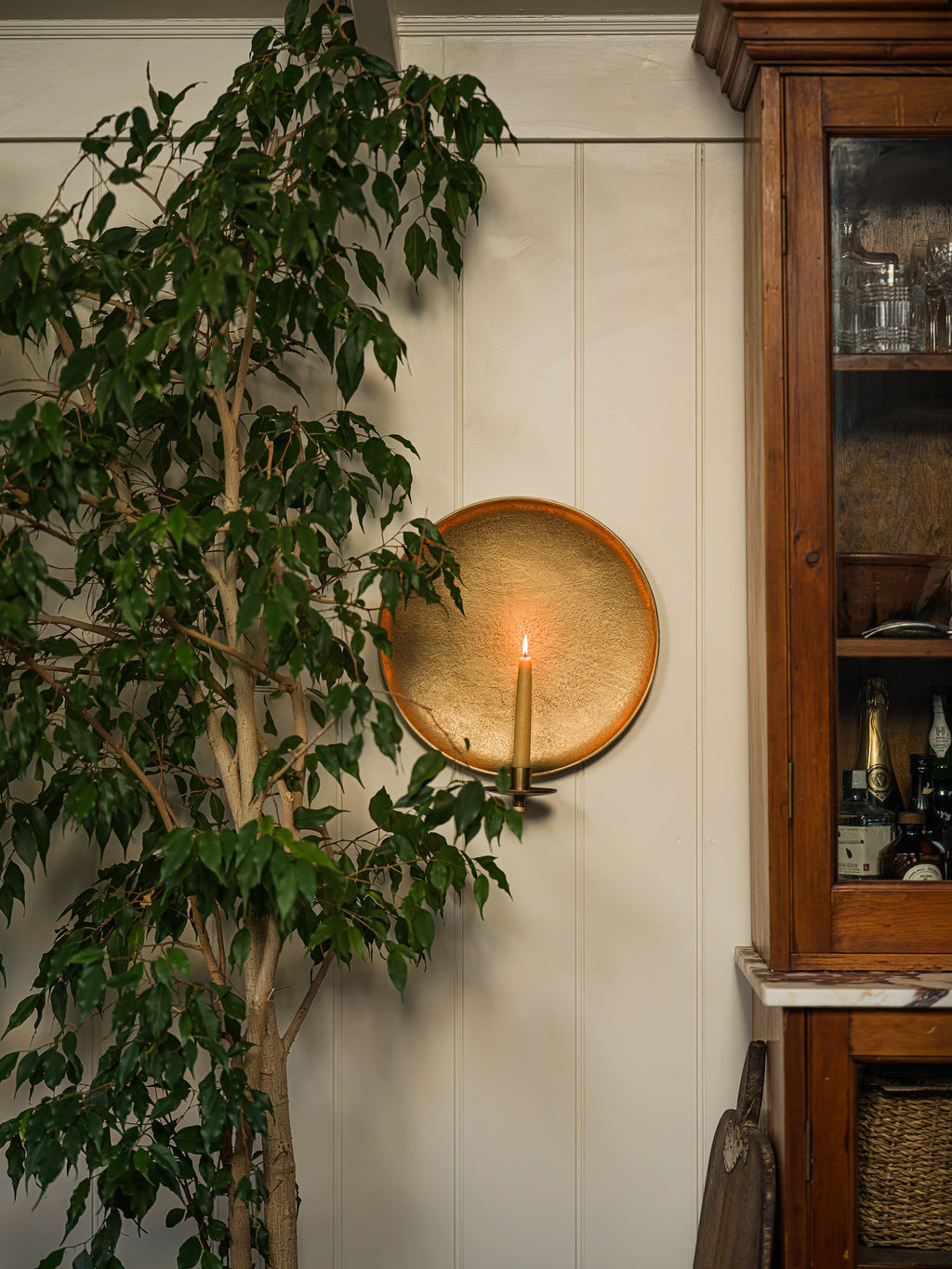 June Round Brass Candle Sconce