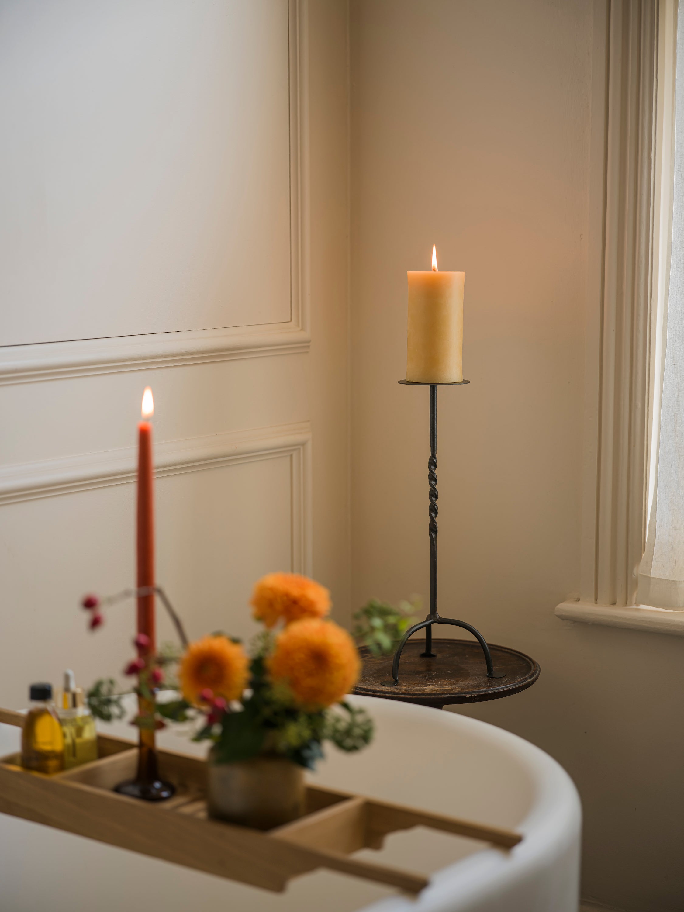 Wrought Iron Pillar Candle Holder