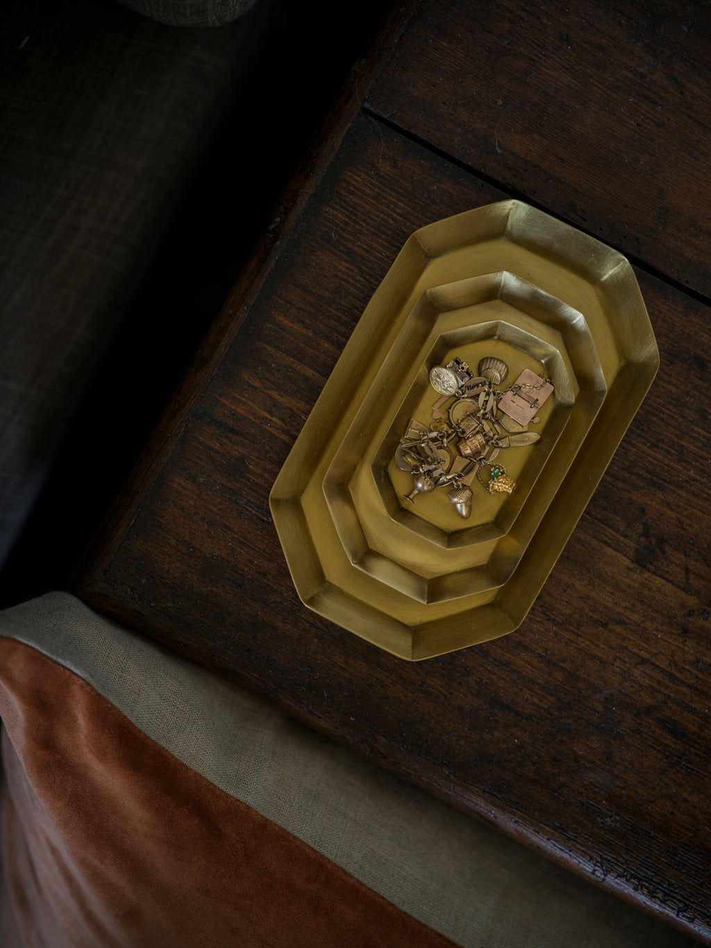 June Brass Octagonal Dish - Long - Mini