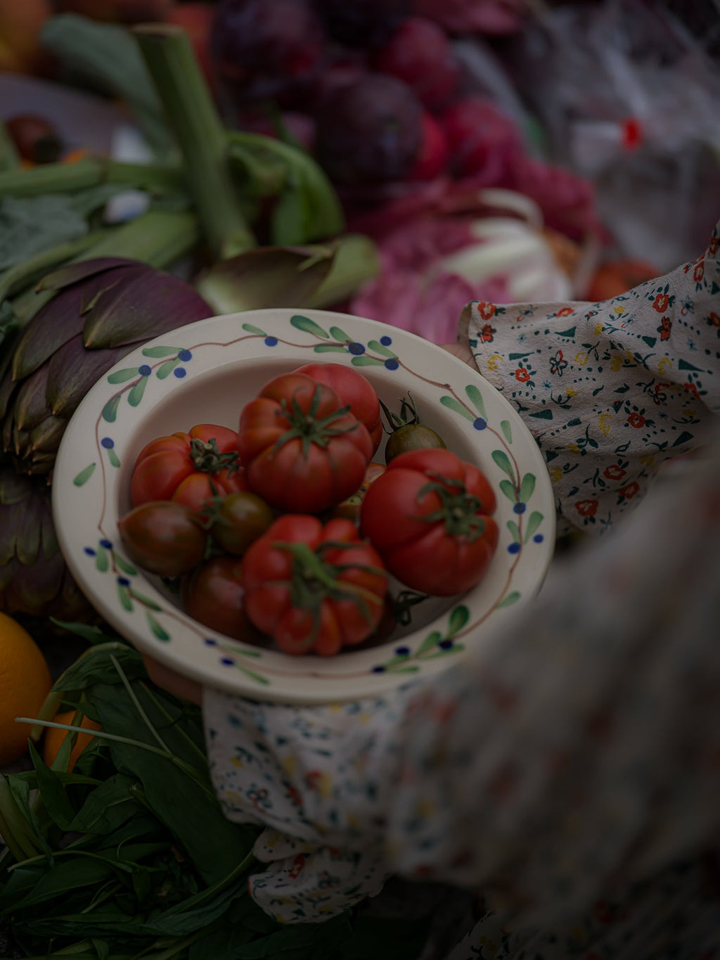 Hand Painted Stoneware Bowl - Blueberry