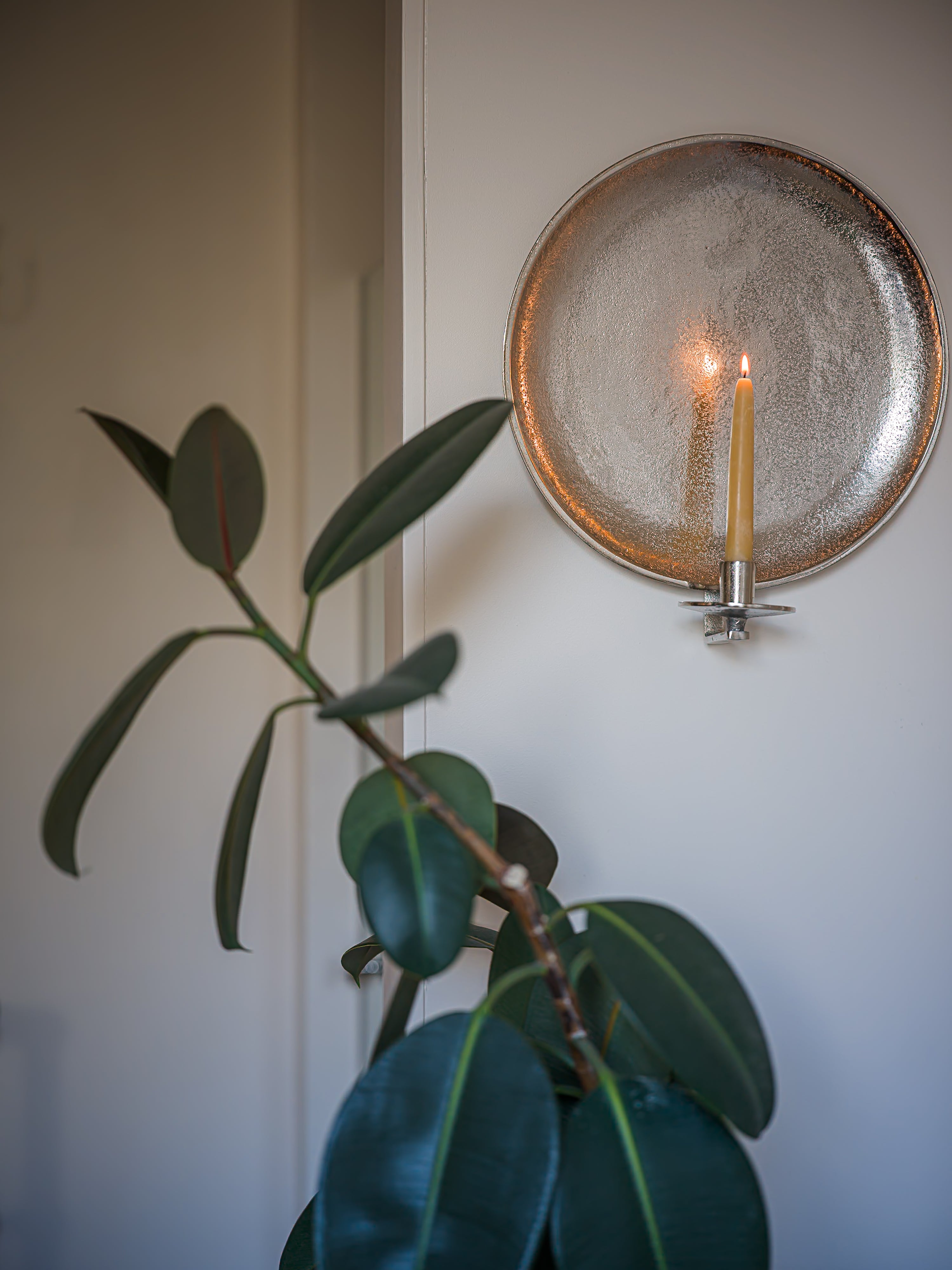 Round Nickel Candle Sconce